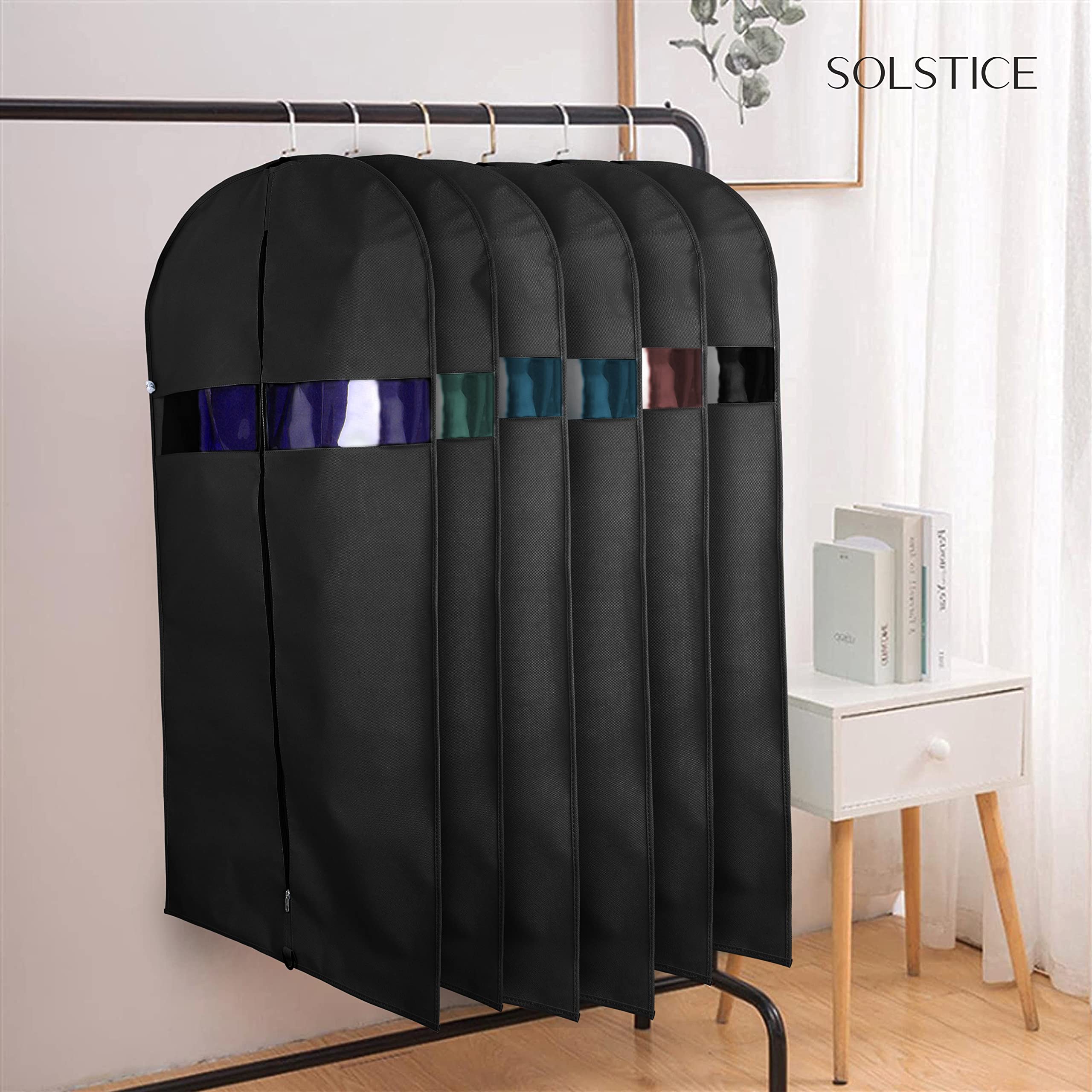 SOLSTICE Suit Cover Big Size with Zip of (40 x 24 inch) | Suit, Coat, Blazer, Jacket Cover (Pack of 5)(Black), Non Woven 4