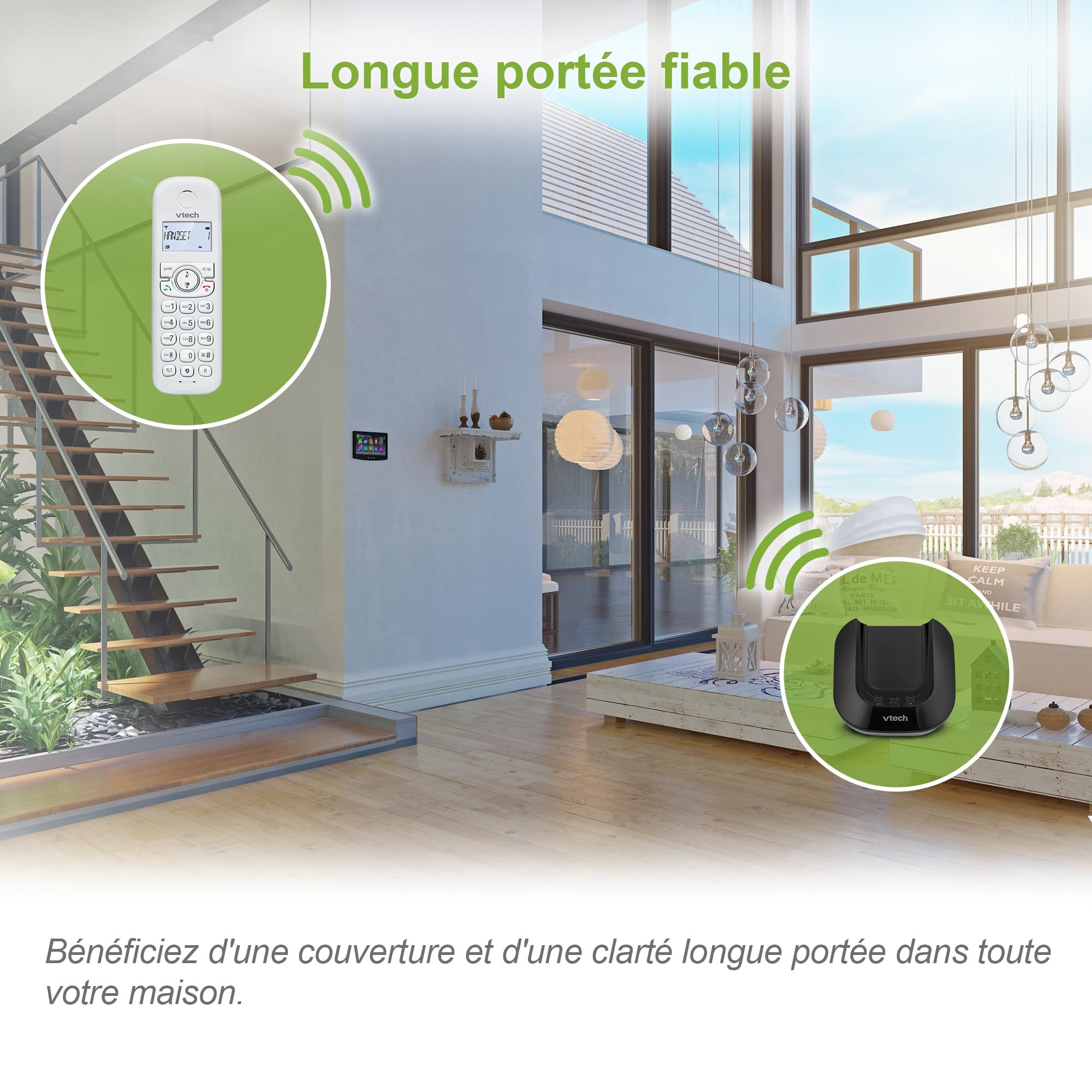 VTech CS1501 - Teléfono inalámbrico DECT de Dos teléfonos con Bloqueo de Llamadas, identificación de Llamadas/Llamada Pendiente, Altavoz Manos Libres, Pantalla y Teclado retroiluminados