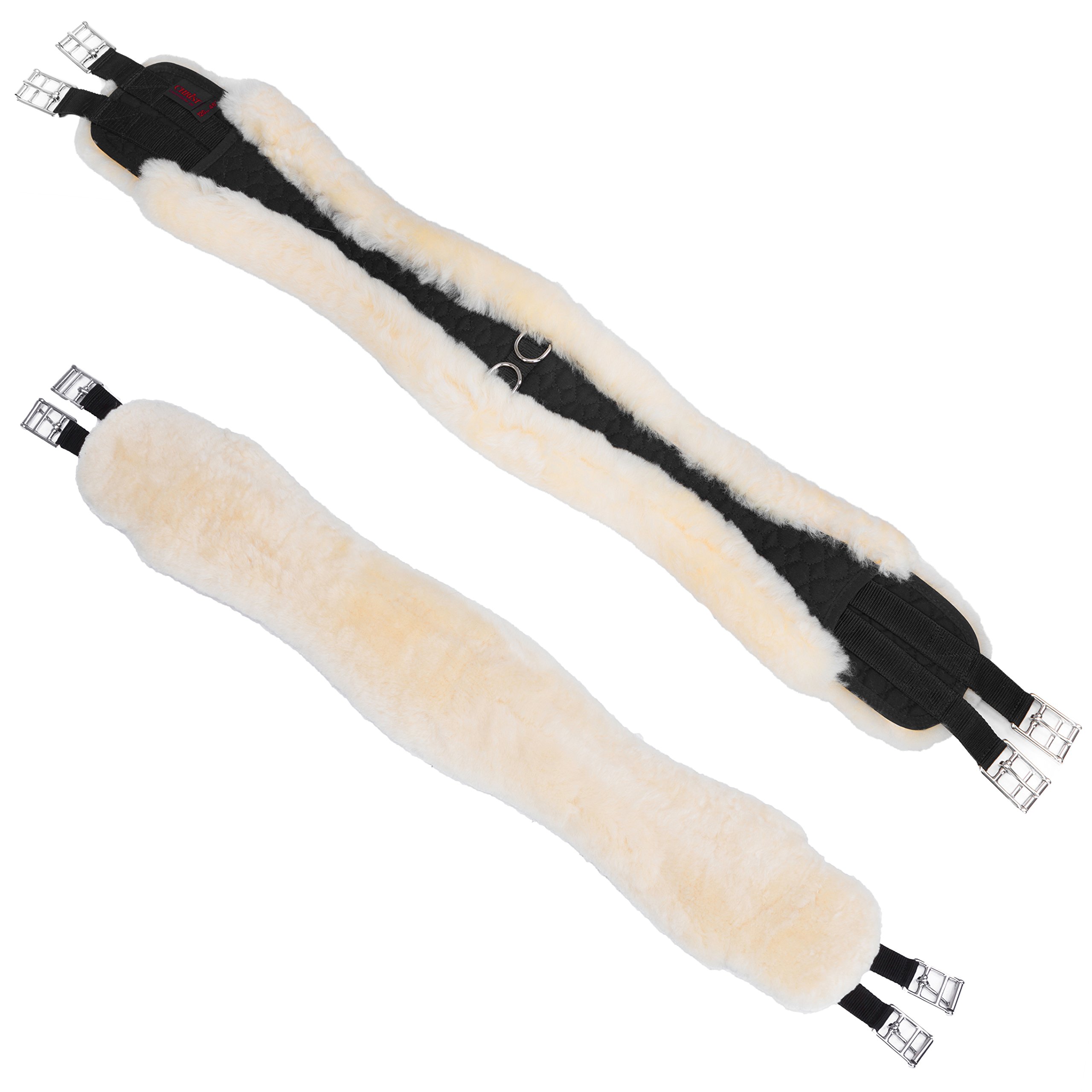 Werner Christ Lammfell Langgurt Konturgurt anatomischer Sattelgurt aus echtem Schaffell, Natur, 130 cm