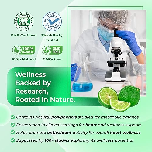 Miniatura 5 de Suplemento de bergamota orgánica de bergamota cítrica premium con niacina chokeberry negro hoja de olivo pimienta negra - Soporte de corazón y
