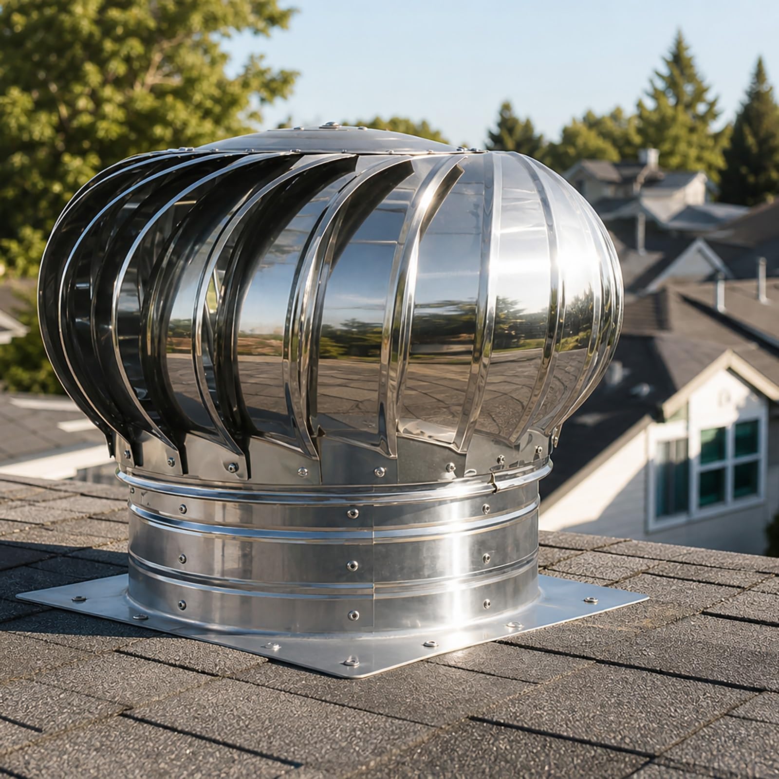 Sombrero de Chimenea De Techo Sombrerete Chimenea Acero Inoxidable 304 | Extractor De Humos Giratorio Campana para Instalaciones Industriales Fábrica Granjas Garaje Extracción Aire 75-500mm(350mm)