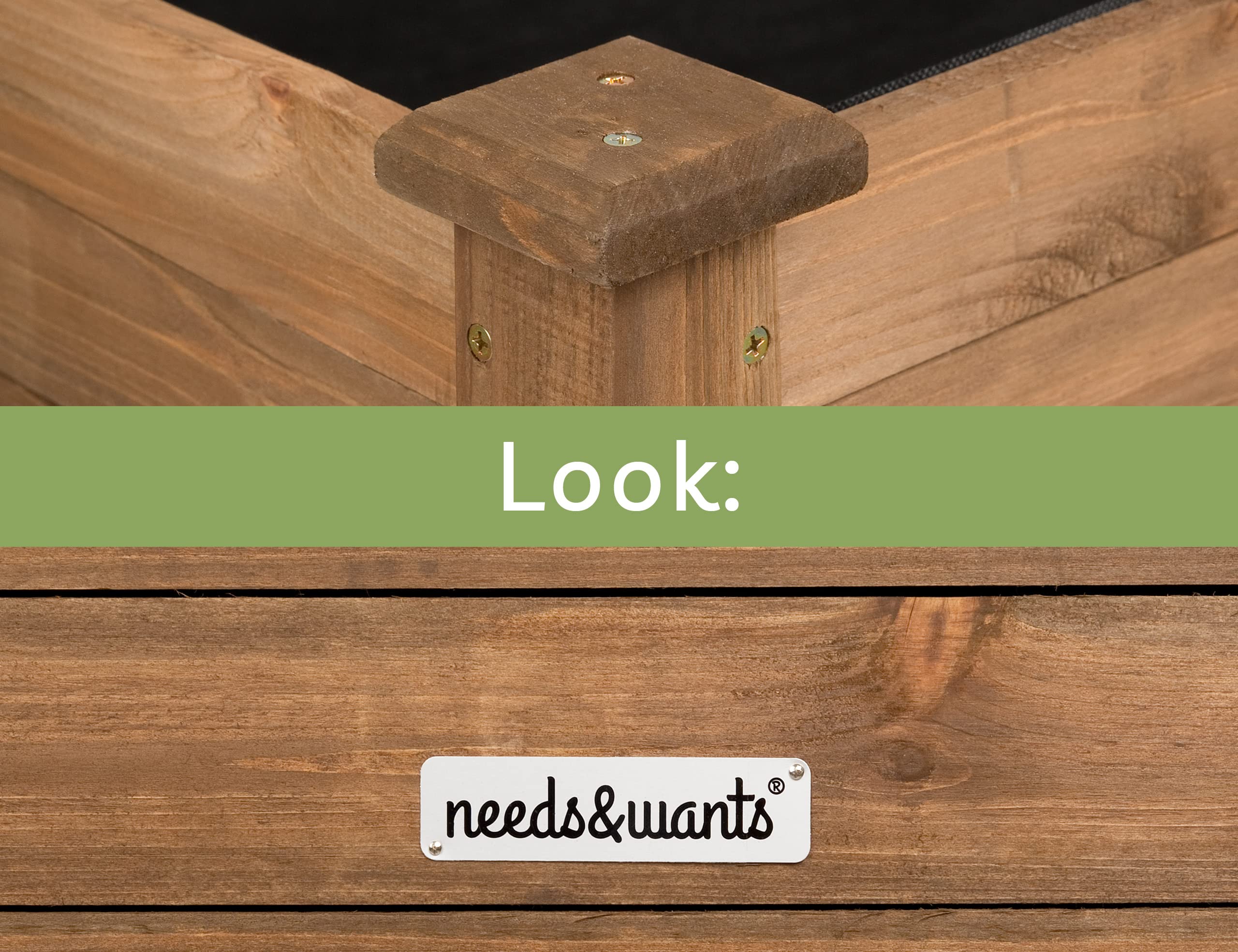 needs&wants® Großes Hochbeet aus Holz für Garten Balkon Terrasse, Pflanzkasten Bausatz XL rechteckig schmal mit Vlies-Folie, Kräuterbeet Pflanzenkasten deko, 121 x 63 x 75 cm, dunkel-braun