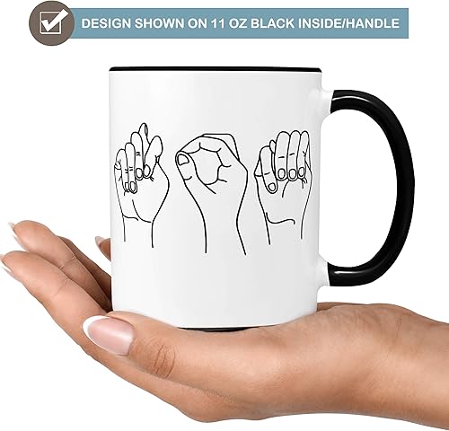 Miniatura 3 de Personalized ASL Fingerspelling Name Ceramic Coffee Mug, 11 or 15 oz