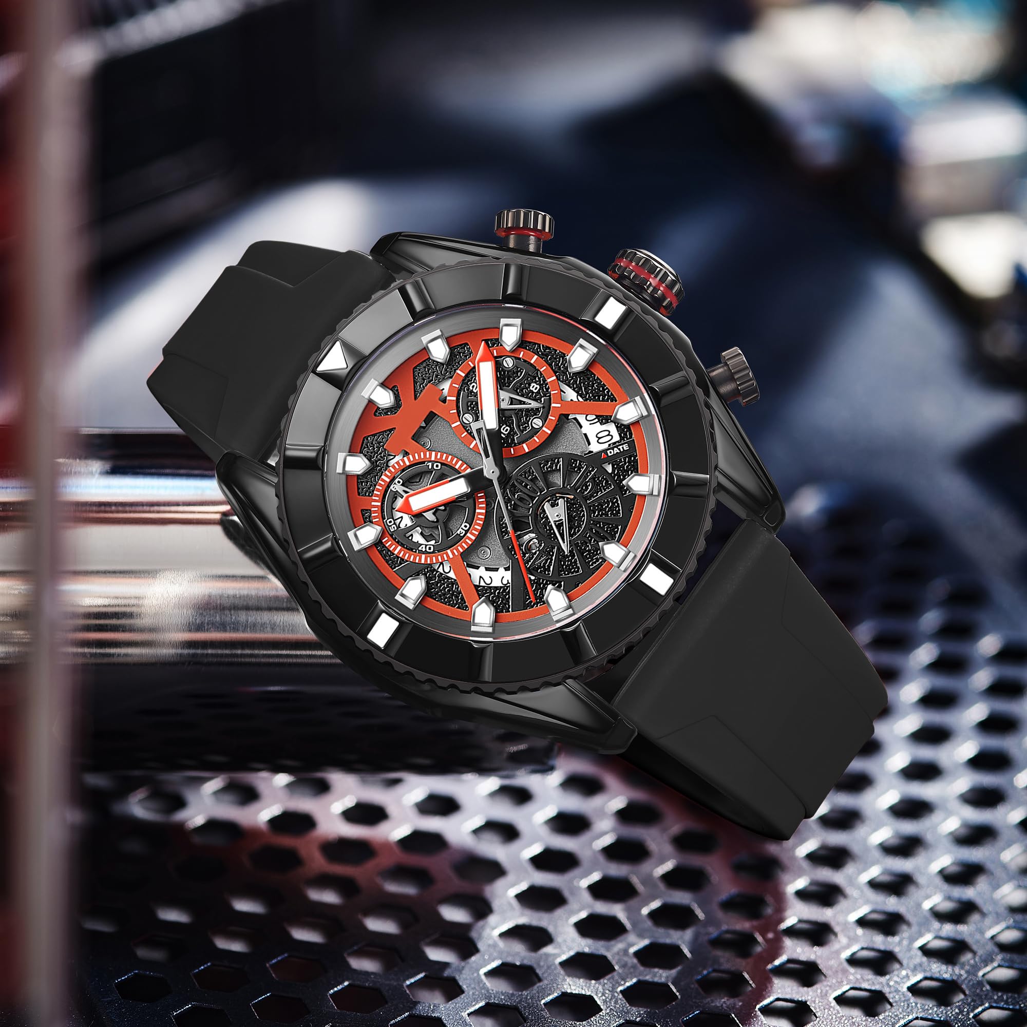 findtime Herrenarmbanduhren Armbanduhr Herren Uhren Schwarz Männeruhr Chronographen Männer Wasserdicht Groß Analog Quarz Uhr für Jungen Business Klassische Datum Stoppuhr Kalender