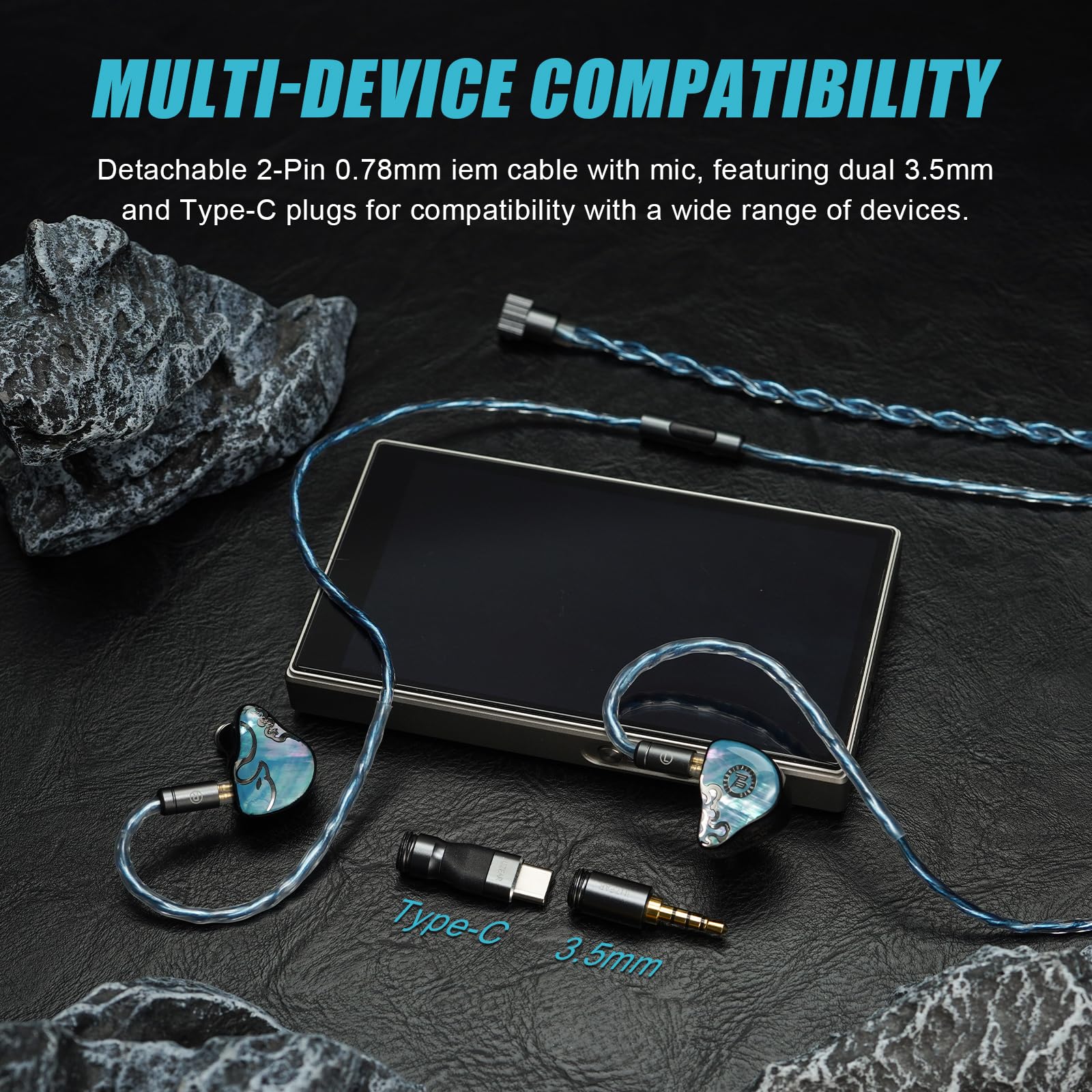 HiFiGo Juzear Defiant Gamefidelity Edition Gaming-IEMs, kabelgebundene Ohrhörer mit 1DD+3BA Hybrid-Treiber, geräuschisolierende In-Ear-Monitore mit HD-Mikrofon (Blau)