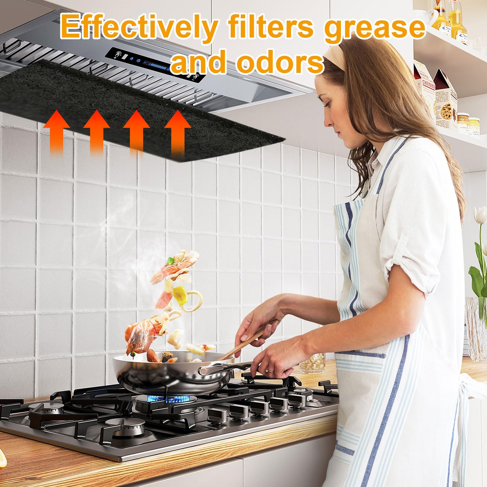 2 Stück Dunstabzugshaube Filter Aktivkohlefilter Dunstabzugshauben Abzugshaube Filtermatte Zuschneidbar für zuverlässige Geruchs Fettabsorption(57x47 cm) - 4