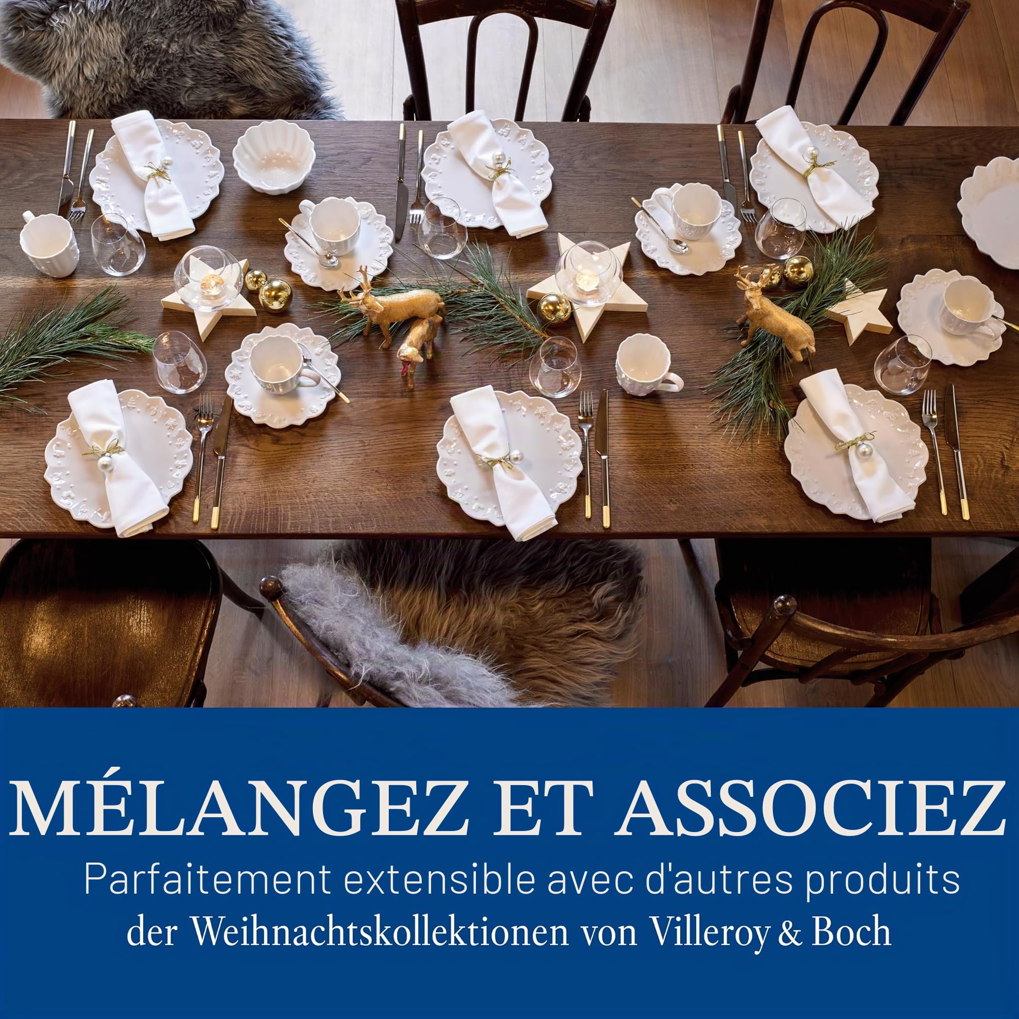 Villeroy & Boch - Toy's Delight Royal Classic Set de Vaisselle 8 Pièces pour 4 Personnes Blanc, Garanti Lave-Vaisselle, Compatible Micro-Ondes, Assiettes Noël, Ensemble, Porcelaine Haut de Gamme