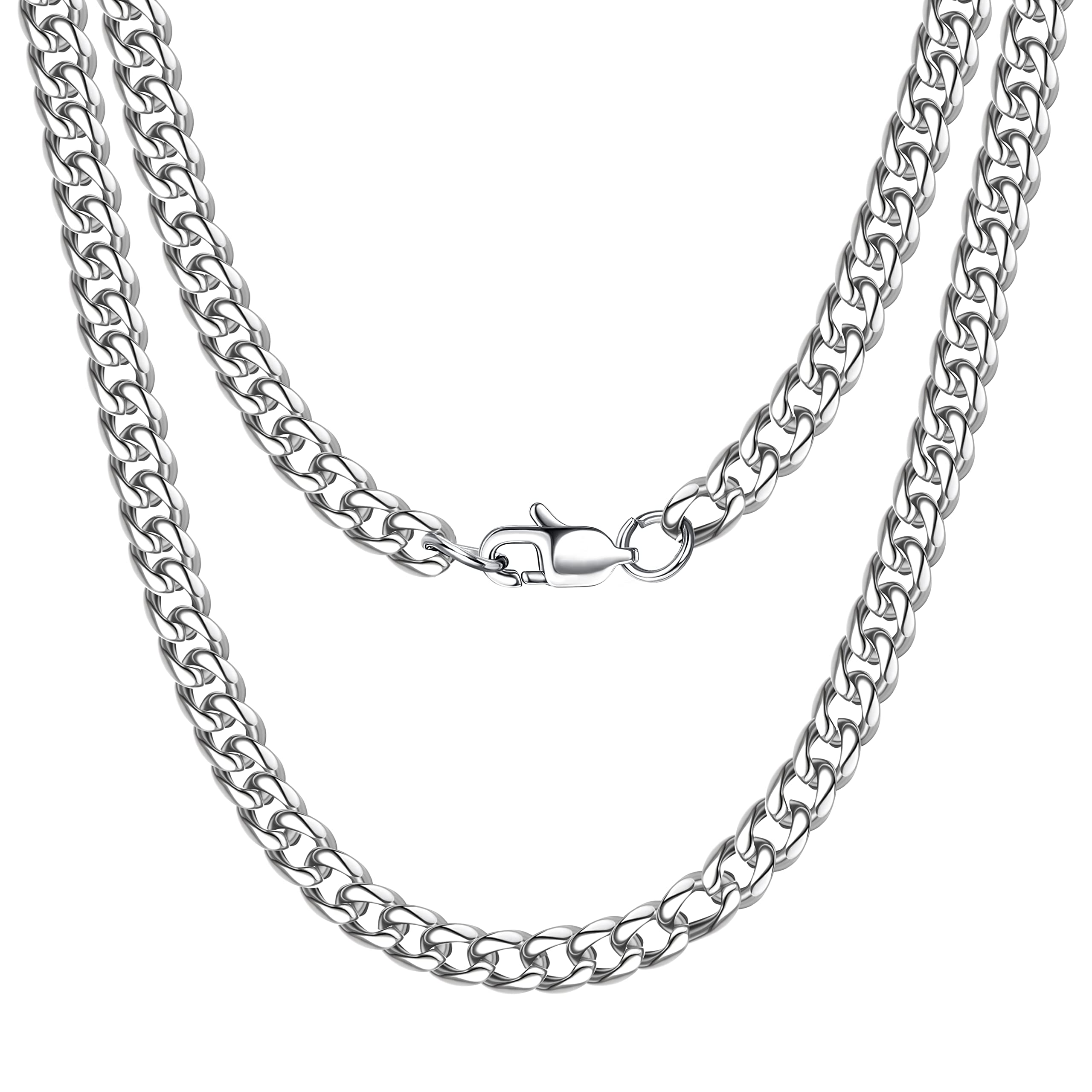 JewenovaCurb Cuban Link Chain for Men Chain Necklace 3.5/5/6mm Stainless Steel ,Accessories Jewelry Fashion Mens Boys Gifts for Boyfriend 18/20/22/24/26" Length, 22.0 Inches, Cubic Zirconia