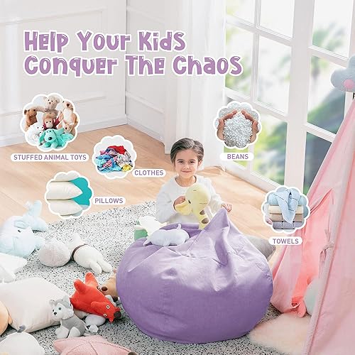 Miniatura 234 de Nobildonna - Funda para silla de puf (relleno sin relleno) de nido de pájaro para niños y adultos. Puf extra grande para almacenamiento de animales