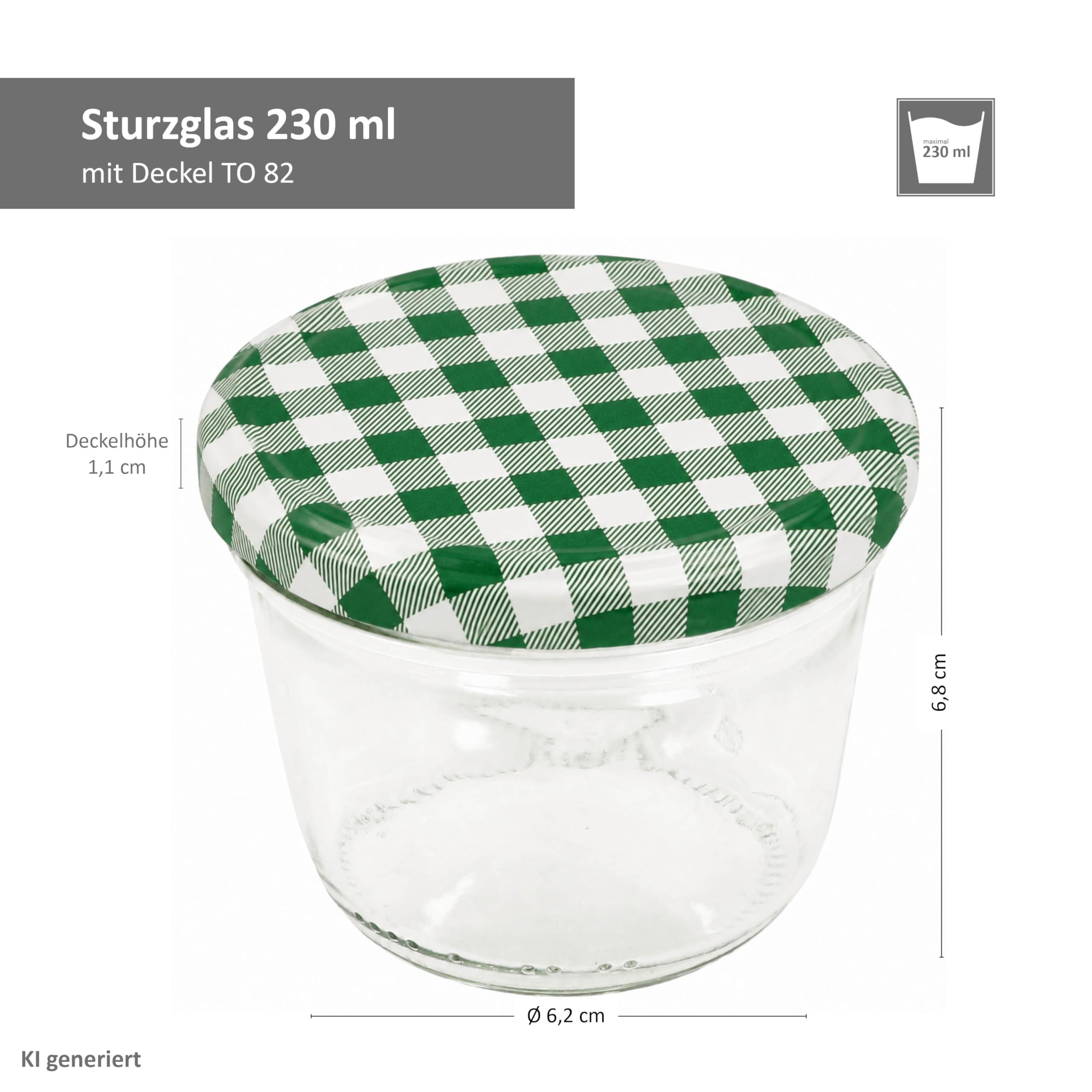 MamboCat 100er Set Sturzglas 230 ml Marmeladenglas Einmachglas Einweckglas To 82 grün karierter Deckel incl. Diamant-Zucker Gelierzauber Rezeptheft