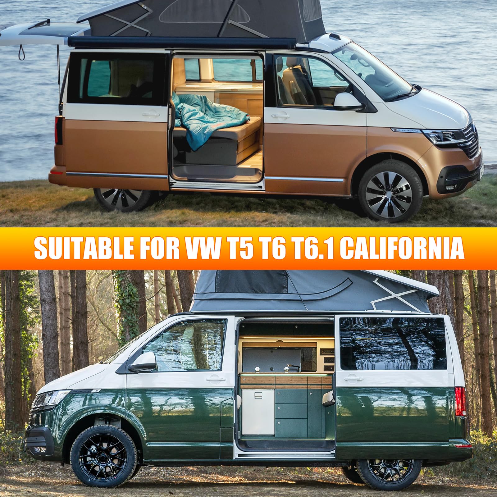 Isolierung Seitentür Türabdeckung kompatibel mit VW T5 T6 T6.1 California, Magnetischer Van Isolierte Thermovorhang, 420D Oxford Gewebe Isolierdecke Camping Reise, Einfache Installation