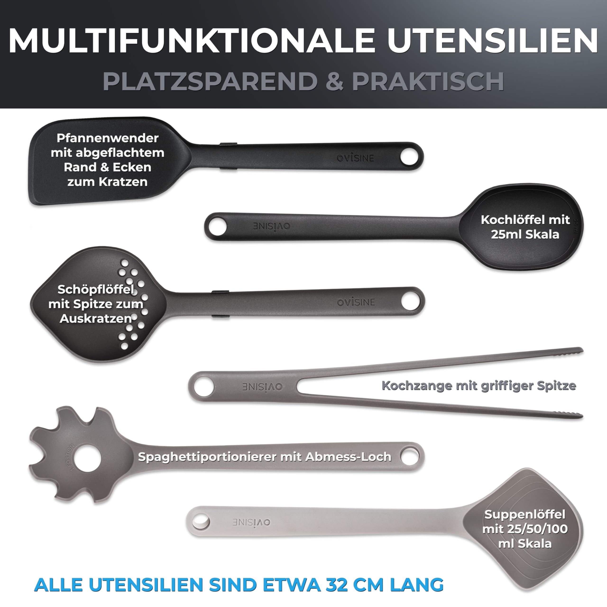Sénart Küchenhelfer-Set | 6-teilig mit Ständer | hitzebeständig | Küchenutensilien Set | Küchen Zubehör | Kochbesteck | kochbesteck set | Kochgeschirr | spülmaschinenfest