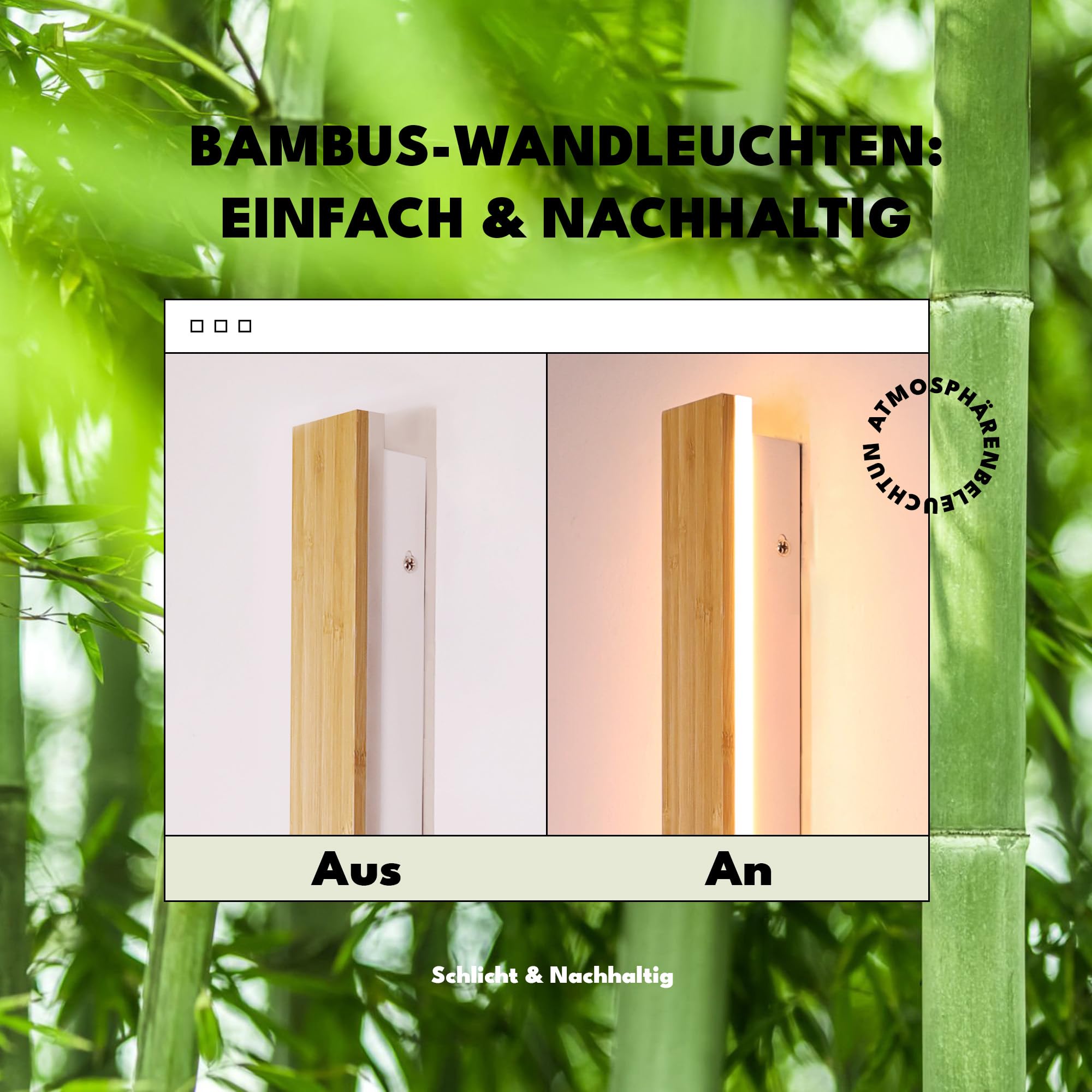 AOEH Lampada Da Parete In Legno Illuminazione Da Parete Lunga Led Appliques Per Interni Lampada A Muro Moderna Dimmerabile Con Telecomando 29w Applique Per Camera Da Letto Soggiorno Corridoio, 80cm