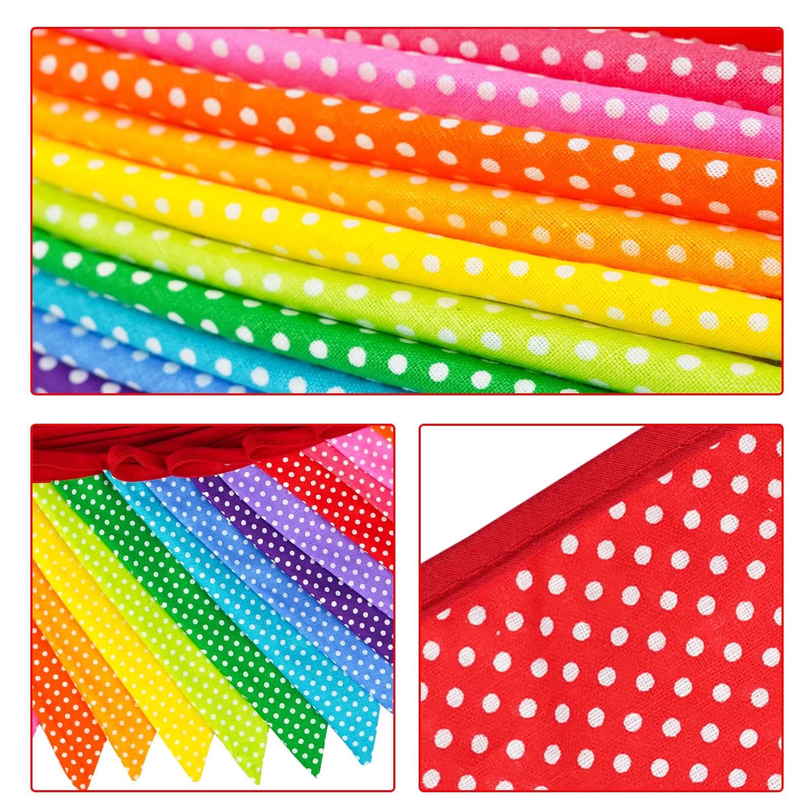 Ghirlanda Di Bandierine Tessuto 10M - 36 Bandierine Doppia Faccia, Per Matrimoni, Compleanni, Feste - Foto 2