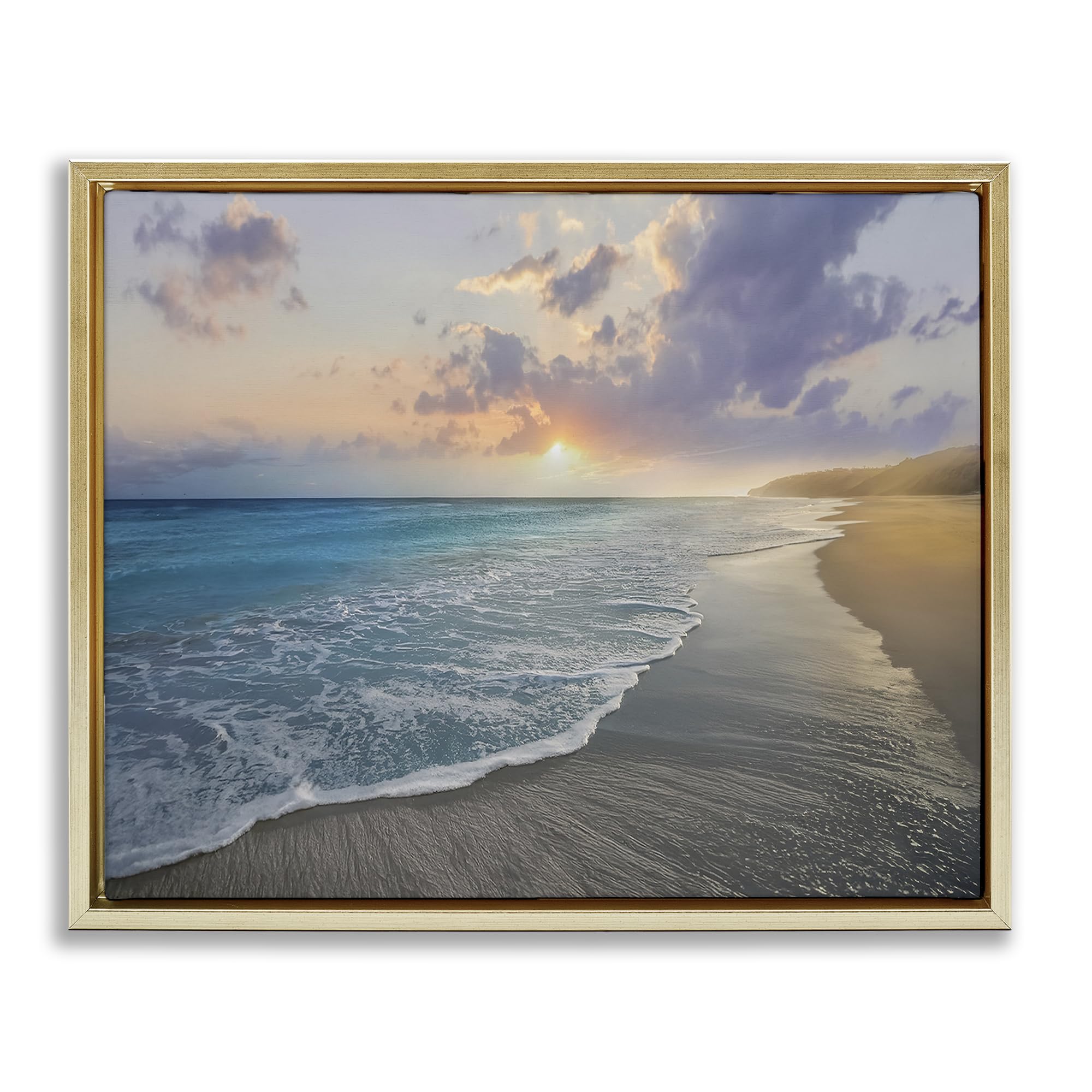 'Sunset over Tranquil Coast'| Floating Frame Canvas Art