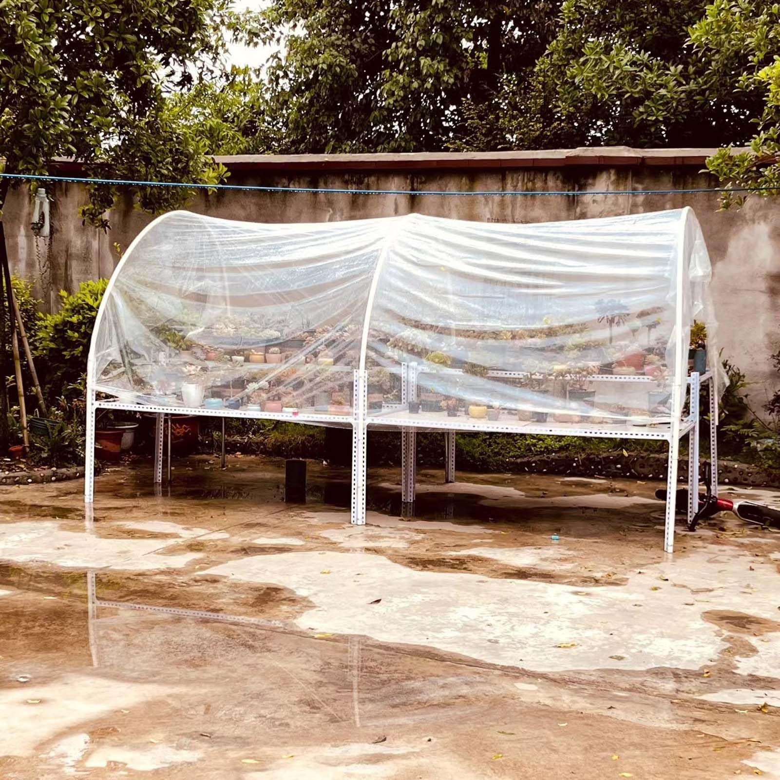 Bâche en PVC transparent robuste, imperméable, résistante aux déchirures et au vent, avec œillets, pour auvent extérieur, terrasse, jardin et camping - 4 x 4 m