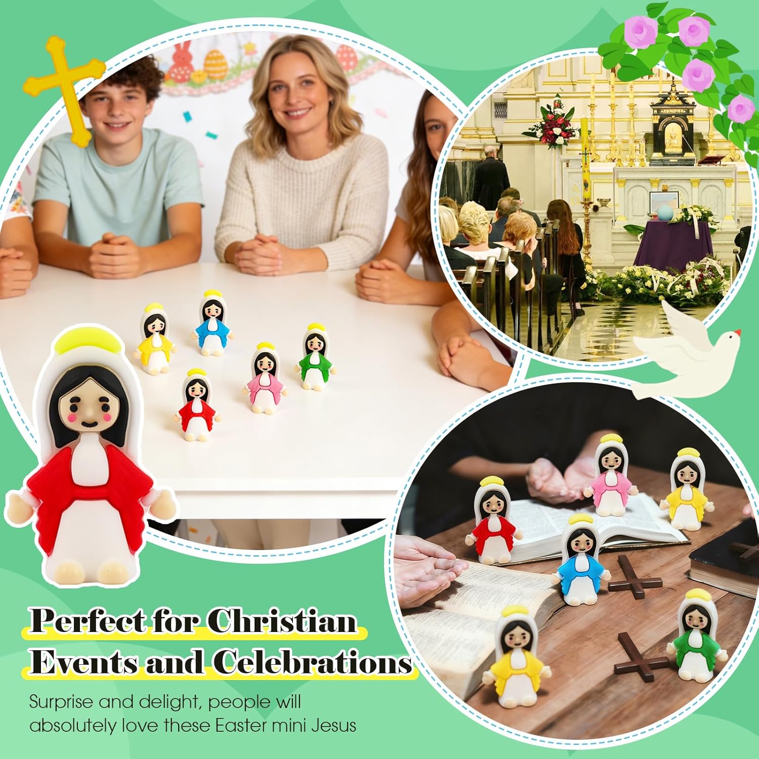 120 Pack Little Virgin Mary Figurines, Mini Virgin Mary Dolls Bulk — Easter Egg Stuffers, Sunday School & Baptism Party Favors, Multicolor Religious Gifts - Image 4