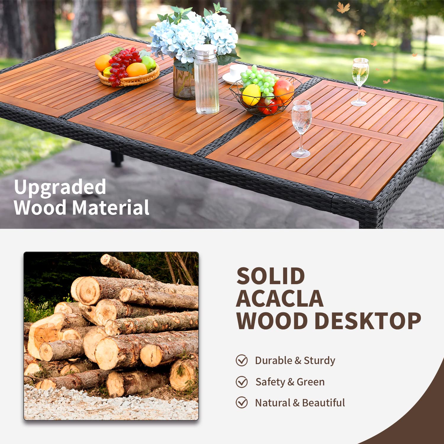 Amazon.com: Flamaker 9 Piece Patio Dining Set Outdoor Acacia