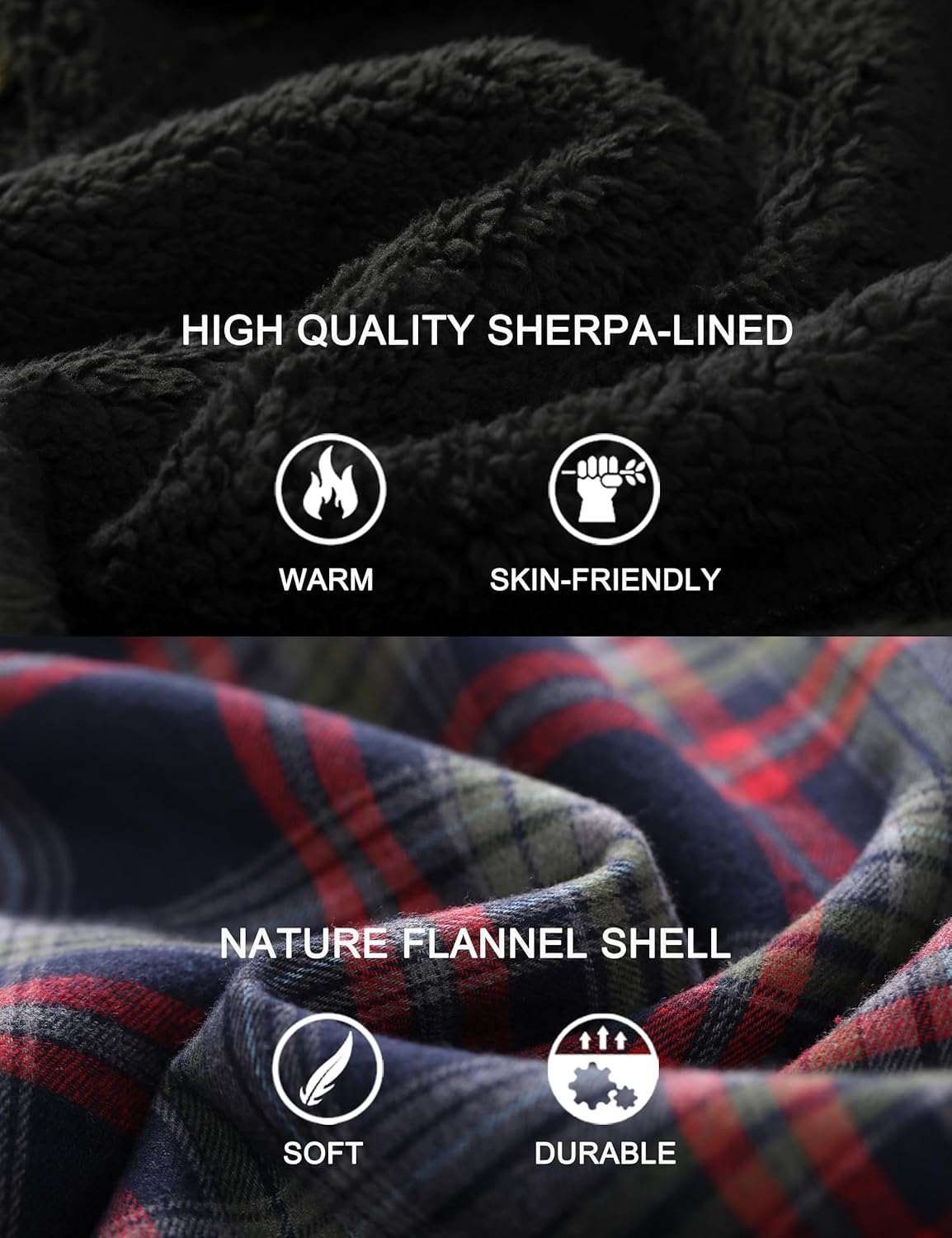 Ephemoca Jaqueta masculina com capuz xadrez de flanela com zíper e lã de ovelha forrada com capuz moderno casaco quente - Imagem 5