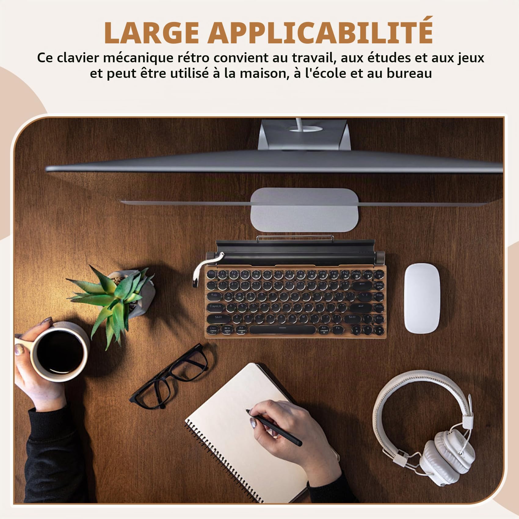 Clavier de Machine à éCrire RéTro Claviers MéCaniques Bluetooth sans 83 Touches Clavier D'Ordinateur pour Ordinateur Portable PC Gaming