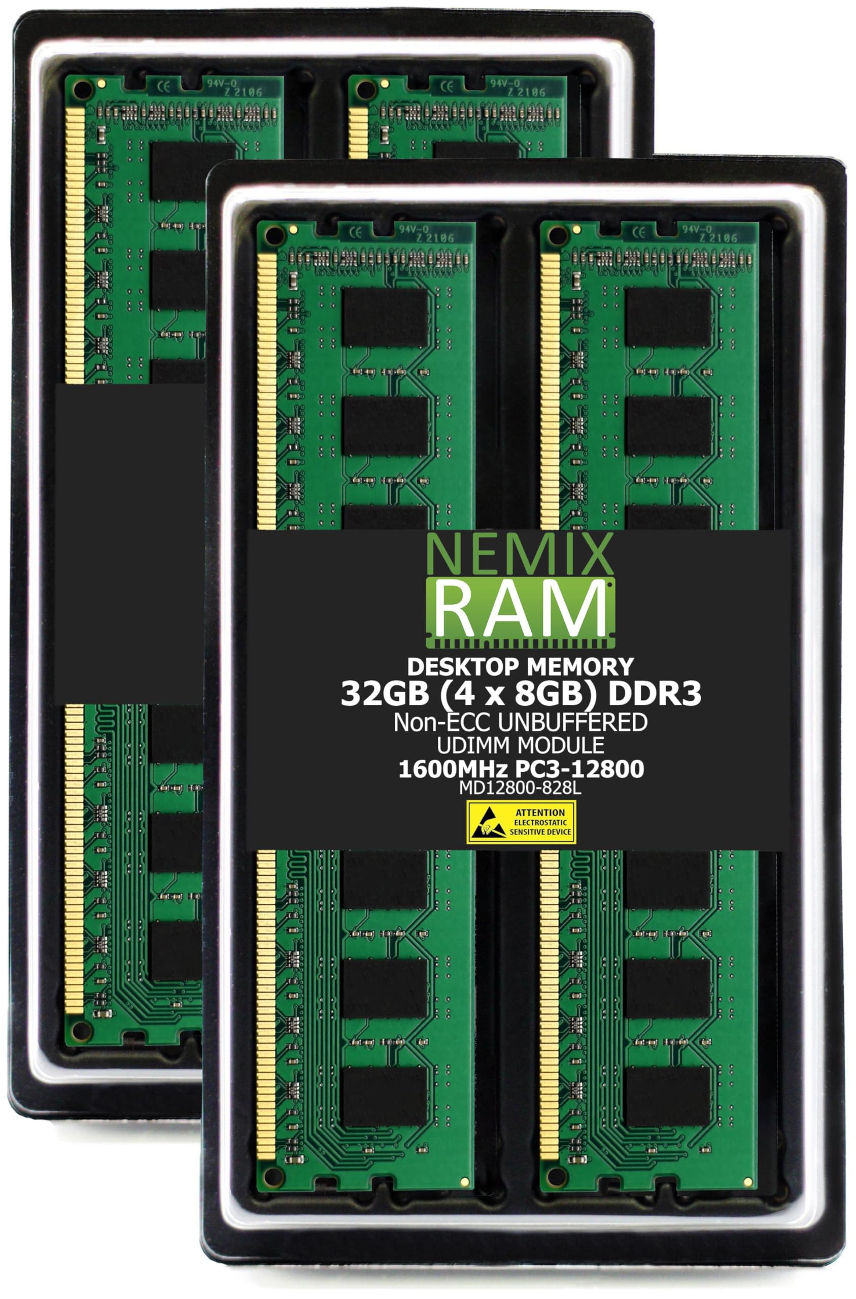 Team DDR3 1600 32GB （8GBx4） DDR3 RAM 32GB】 32GB (4X8GB) PC3-12800U DDR3-1600 UDIMM 2Rx8