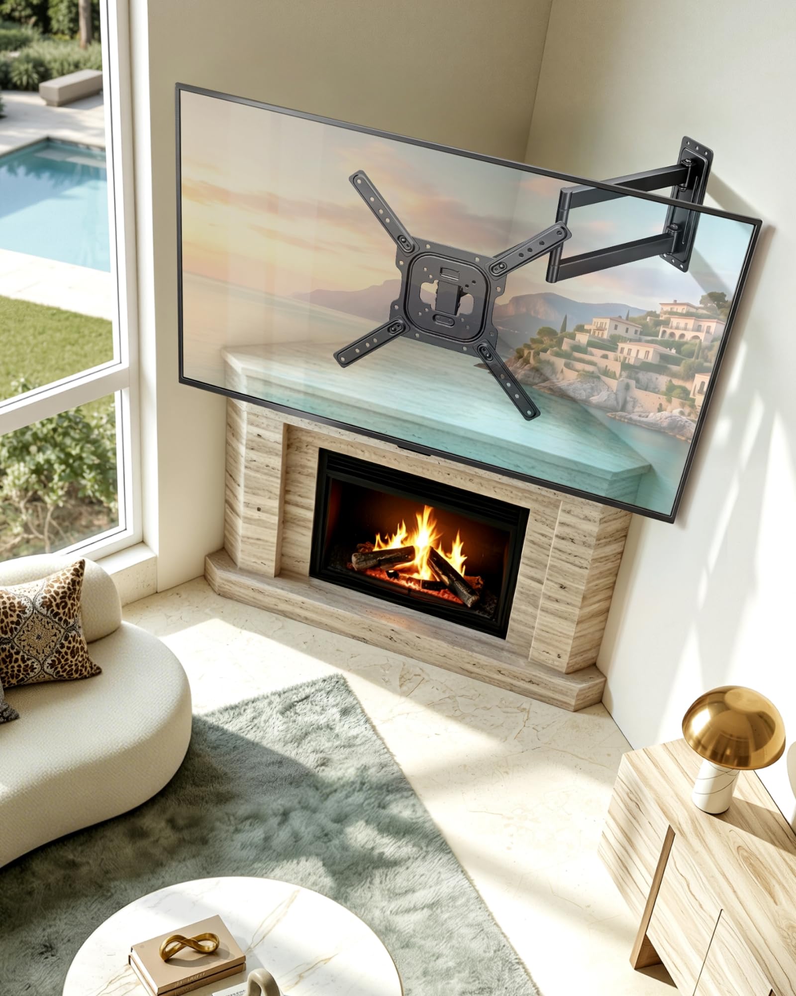 PEGZONE Supporto da parete per TV a maniche lunghe, 63-792 mm, per TV da 23-75", fino a 50 kg, max. VESA 400 x 400 mm, orientabile