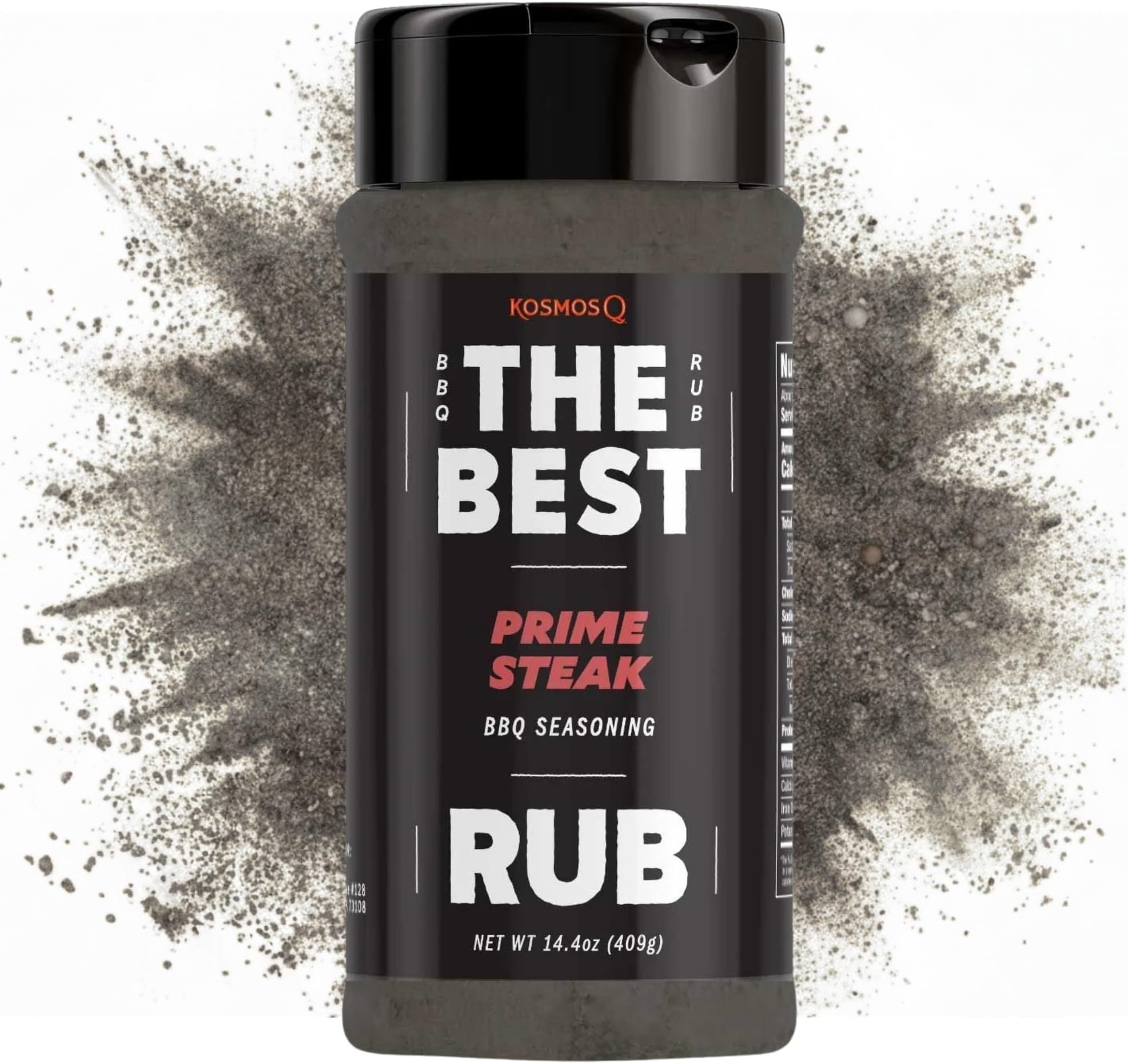 Kosmos Q The Best Prime Steak Rub, Bold BBQ Meat Dry Rub & Steak Seasoning with Garlic, Onion, Spices & Smoke Flavor, For Ribs, Pork Chops, Chuck Roast, Brisket & More, 14.4 Oz Shaker Bottle