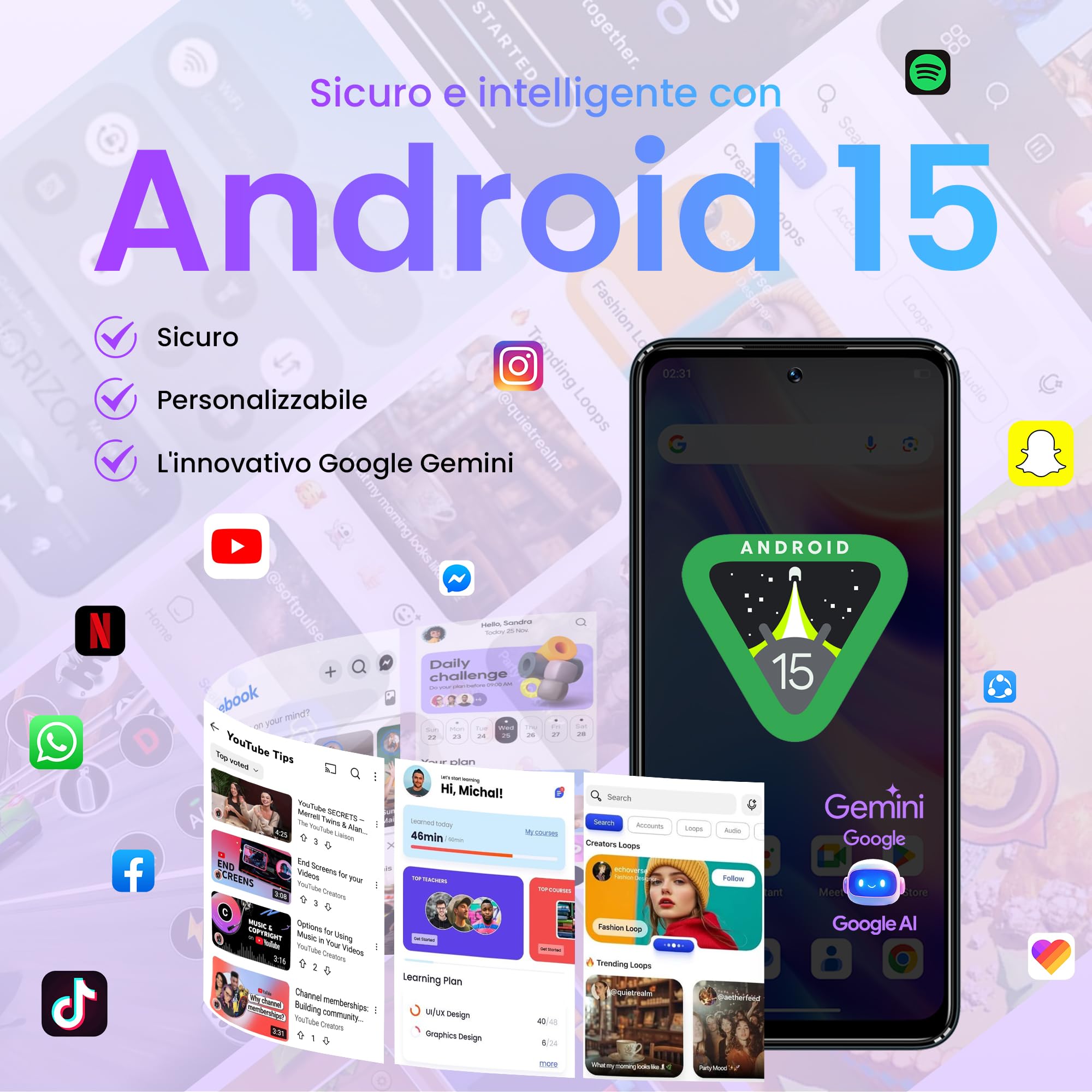 A11 Smartphone Android 15, 12GB RAM+128GB ROM/TF 1TB, 6.7'' HD+120Hz, Octa-Core Unisoc T7250 Telefono Cellulare, 5150mAh/13MP+8MP/Fingerprint/Face ID/4G Dual SIM/Widevine L1/OTG
