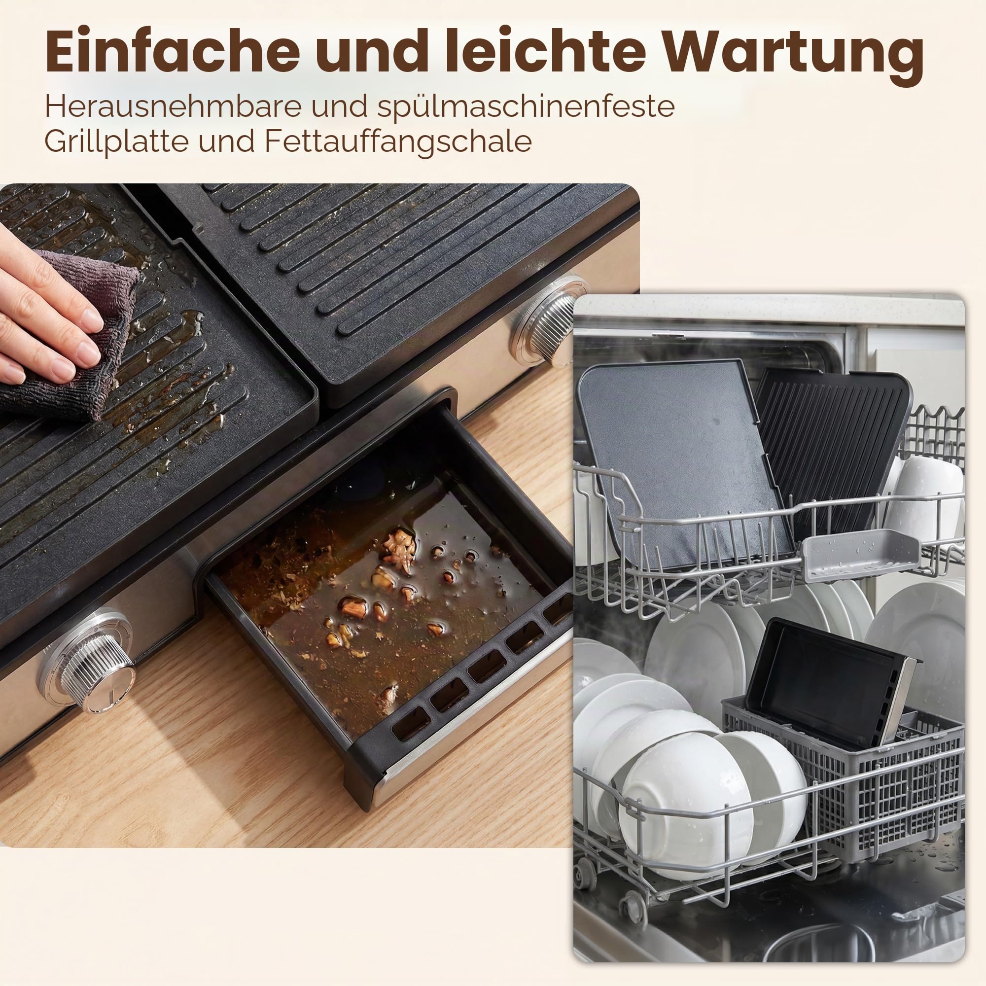 LIFEZEAL Elektrogrill, Tischgrill elektrisch 2000 W, Elektrischer Plattengrill Indoor mit 2 wendbaren Platten, individuelle Temperatureinstellung, Elektro Grill Indoorgrill für Haus, Balkon, Camping
