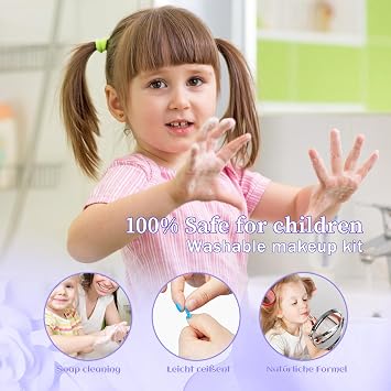 Kids Makeup Sets for Girls - Safe and Washable Kids Makeup, Real Make Up Set for Girls Children Toddler, Little Girl Play Games Toys Presents, Princess Birthday Gifts for 4-12 Year Old(Light Purple)