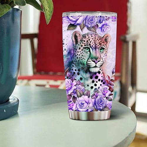 Miniatura 4 de Regalo personalizado de leopardo para mujeres, taza de café, taza de viaje, botella de agua regalos para amantes de los leopardo, cumpleaños,
