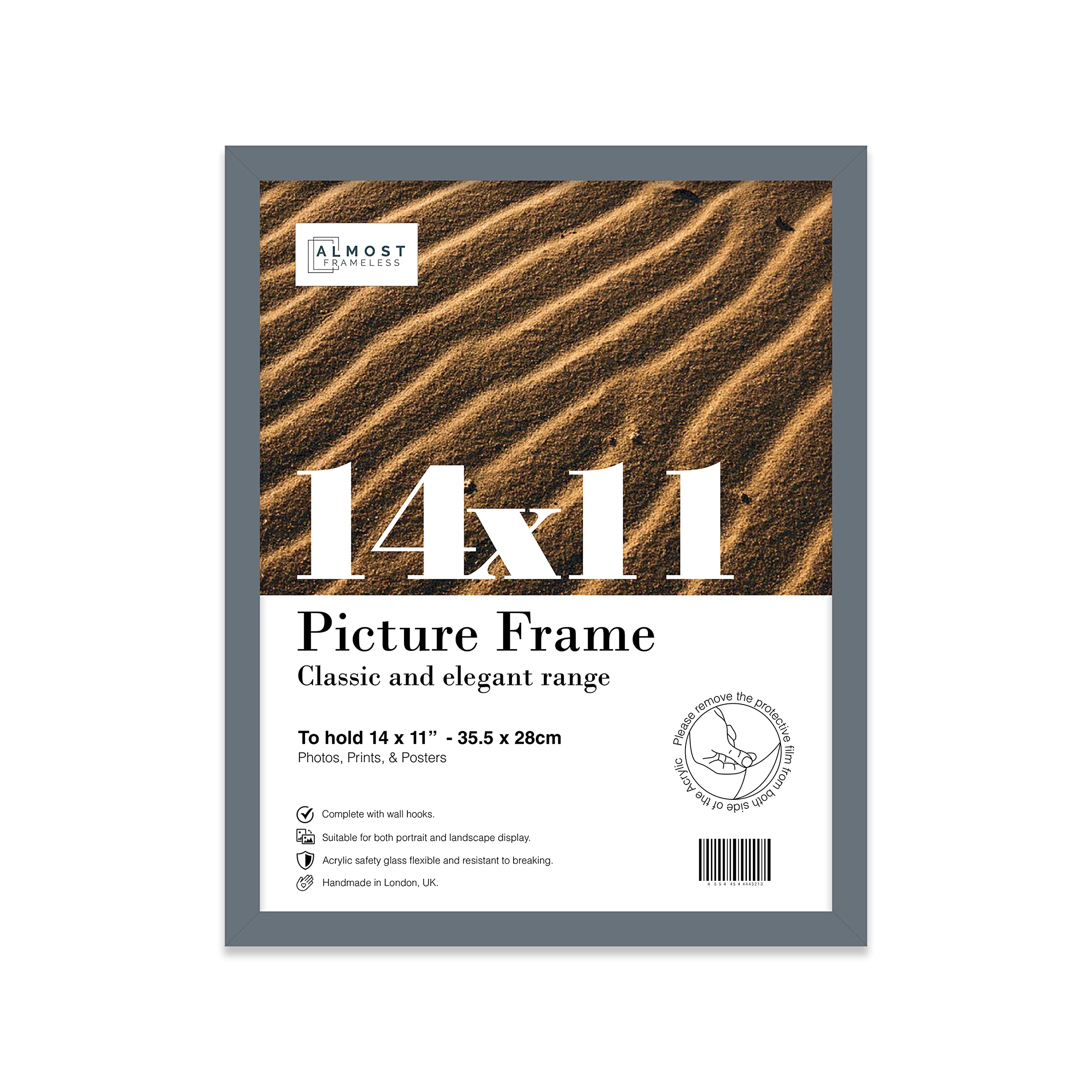 14x11 Inch Grey Photo Frame Wall Mountable Picture Frame Standard Photograph Size, 14" X 11" (36 X 28cm)