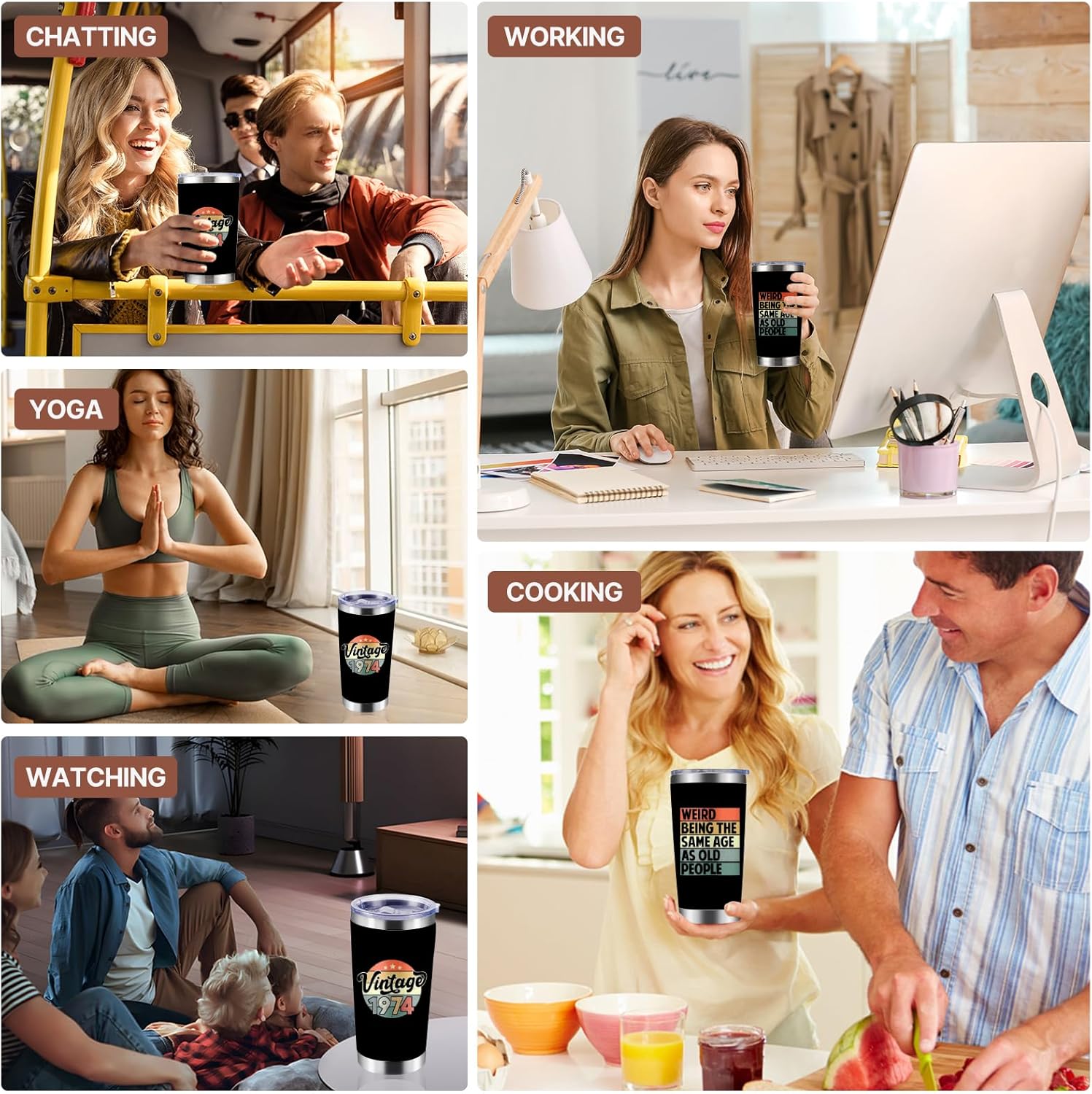 40th Birthday Gifts for Women, Men - 40th Birthday Decorations 1974 Vintage Tumbler, 40 Years Old Birthday Gifts For Women Men Unique Tumbler 20 oz (1974 Birthday) - Image 6