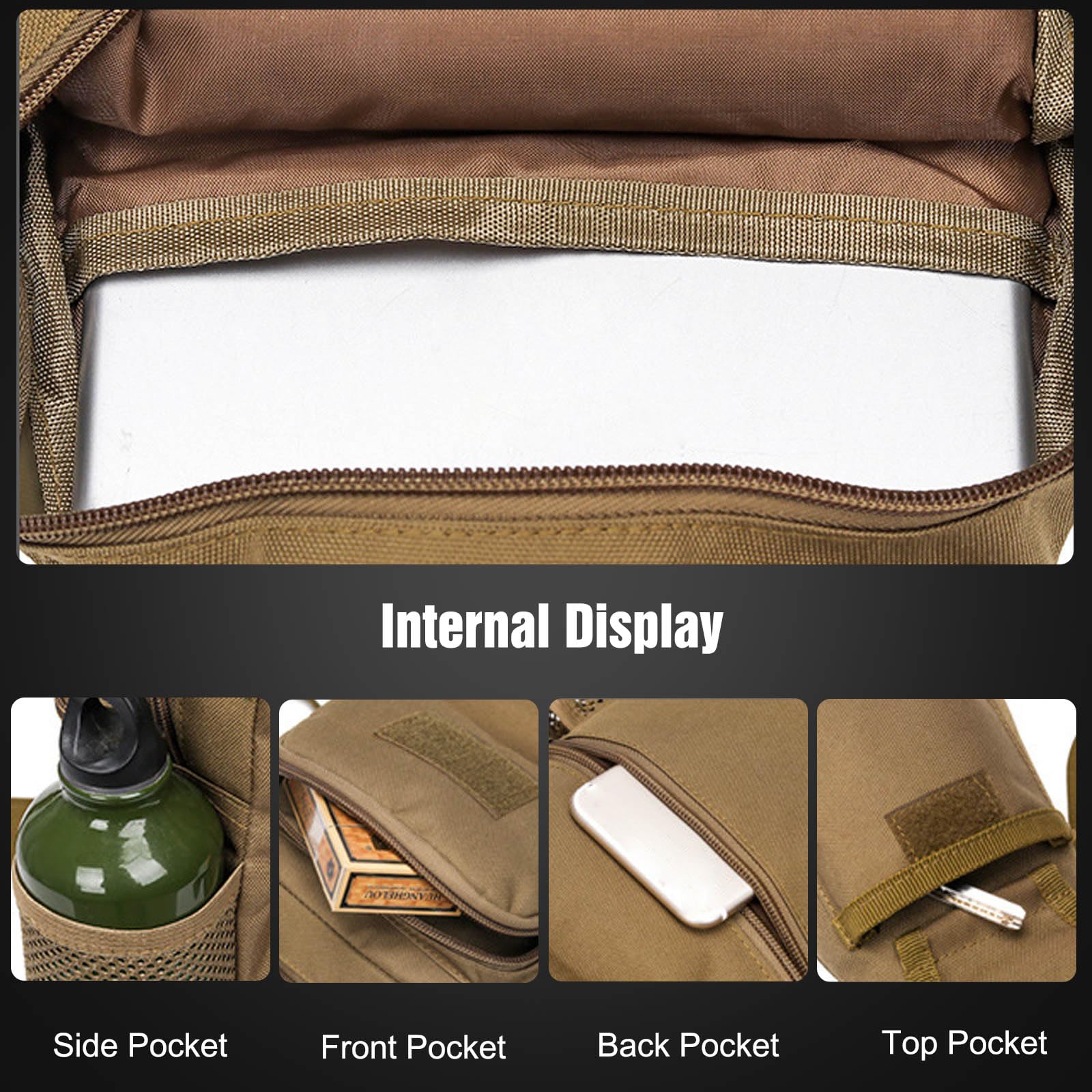 FANDARE Táctical Bolso Hombro Bolsa de Pecho Militar Bandoleras Cruzada con USB Bandolera Bolsos Bandolera para Hombres Mujer Escolar Senderismo Viaje Sling Crossbody Bag Negro