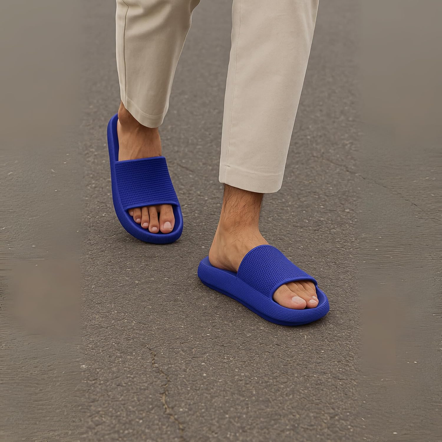 CUSHIONAIRE Feather EVA Mens Sandals – Slip On Recovery Slides, Lightweight Water Shoes for Men - Image 3