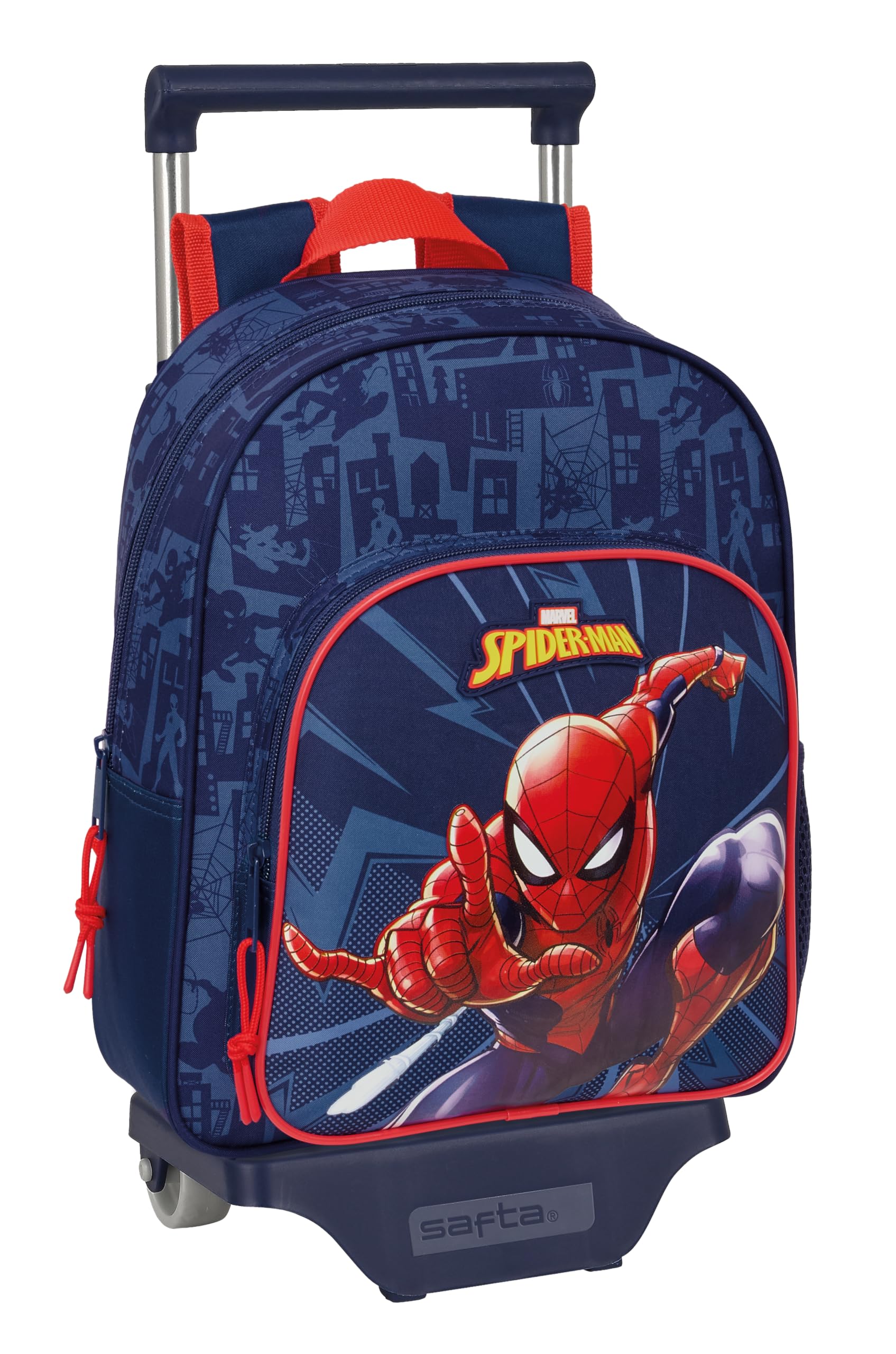 SPIDERMAN – Children's Backpack with Trolley Safta 705, Ideal for Children of Different Ages, Comfortable and Versatile, Quality and Resistance, 27 x 10 x 33 cm