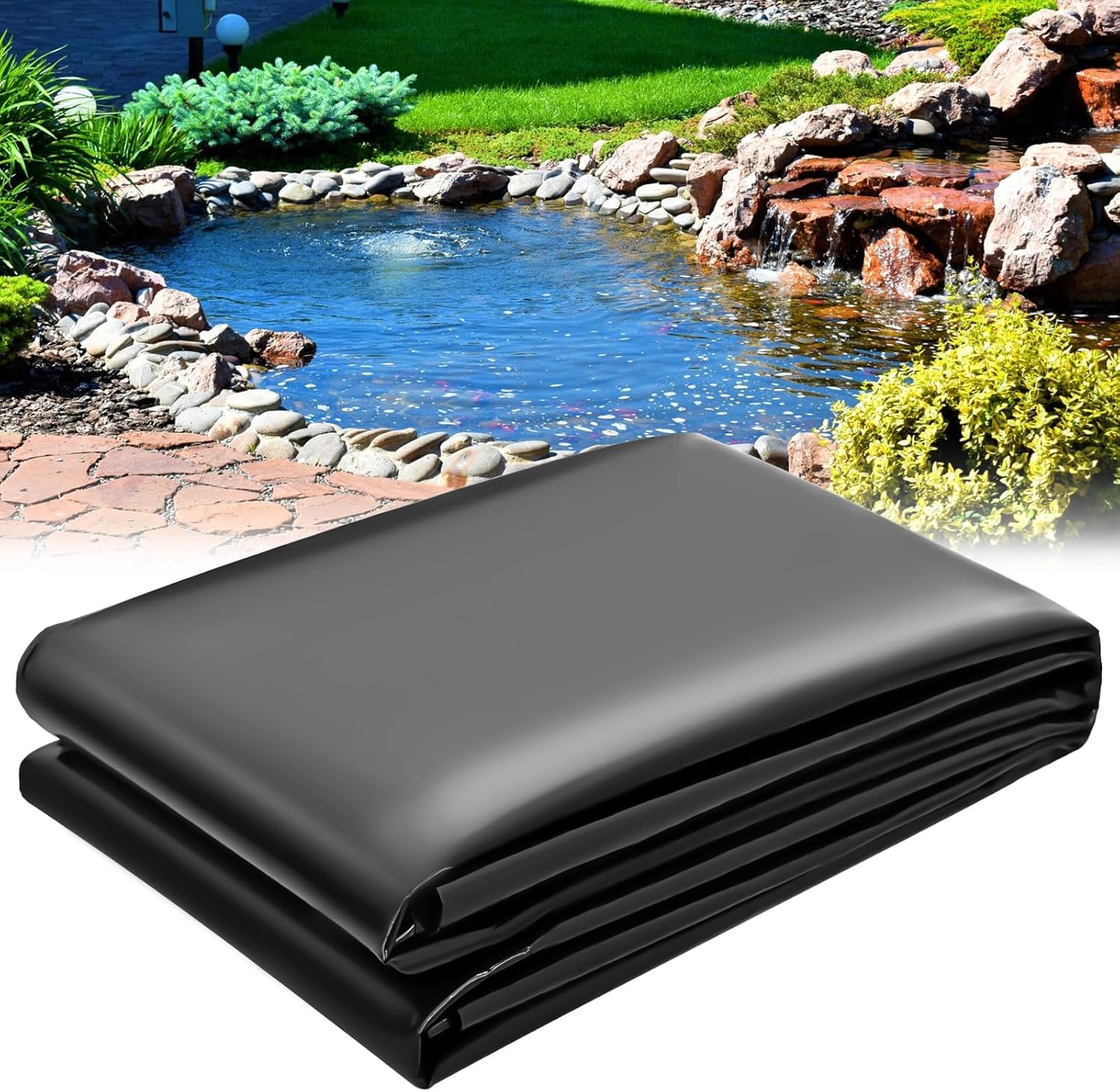 Revêtement de bassin flexible noir résistant aux UV pour étangs à poissons extérieur