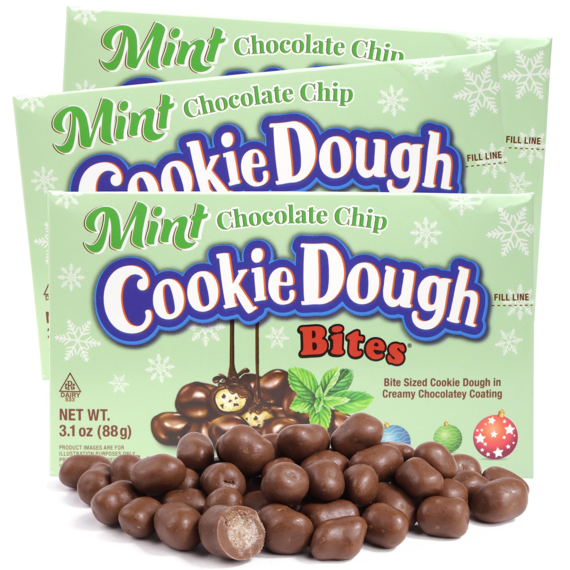 Mint Chocolate Chip Cookie Dough Bites, Easter Basket Stuffers, 3.1 Ounces (Pack of 3)