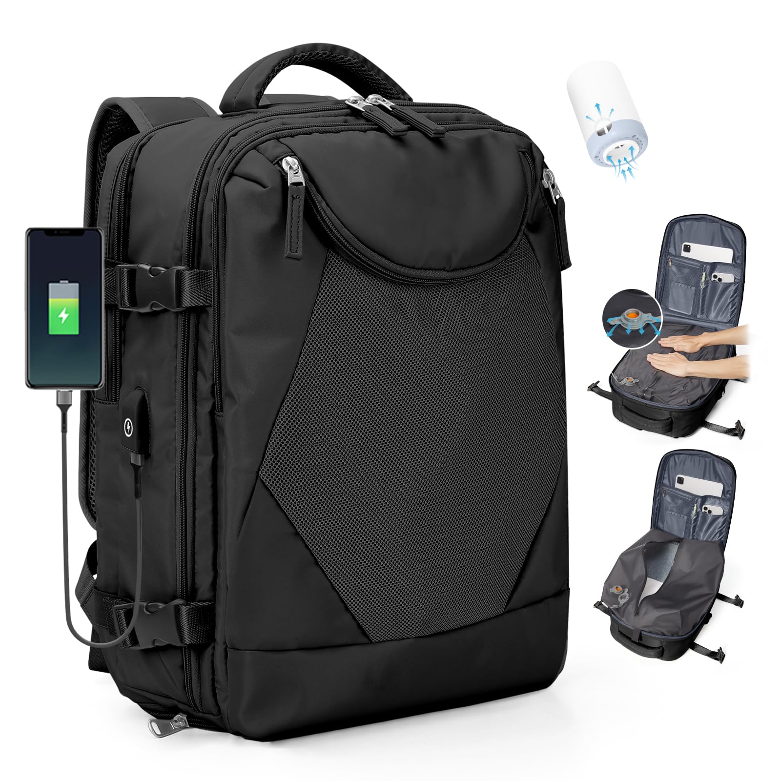 SZLX Zaino Ryanair 40x30x20 Sottovuoto Bagaglio a Mano 40x20x25 Donna Zaino da Viaggio 40x30x20 Wizzair Borse da Cabina per Easyjet 45x36x20 Uomo per Laptop 14 Pollici con Porta USB e Porta Scarpe