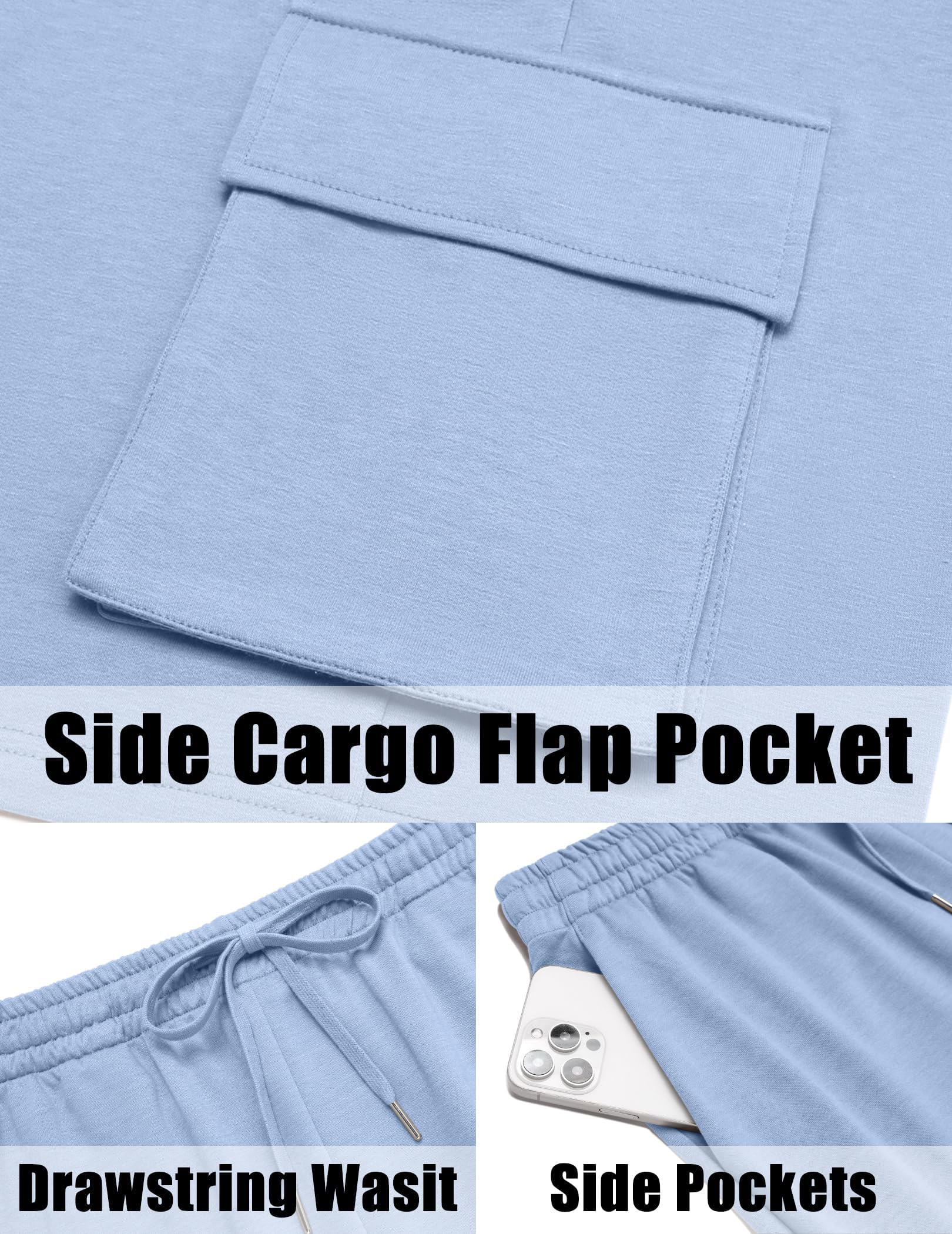 Conjunto de Verano Hombre 2 Piezas Chándal Camiseta Manga Corta Pantalones Cortos Cargo