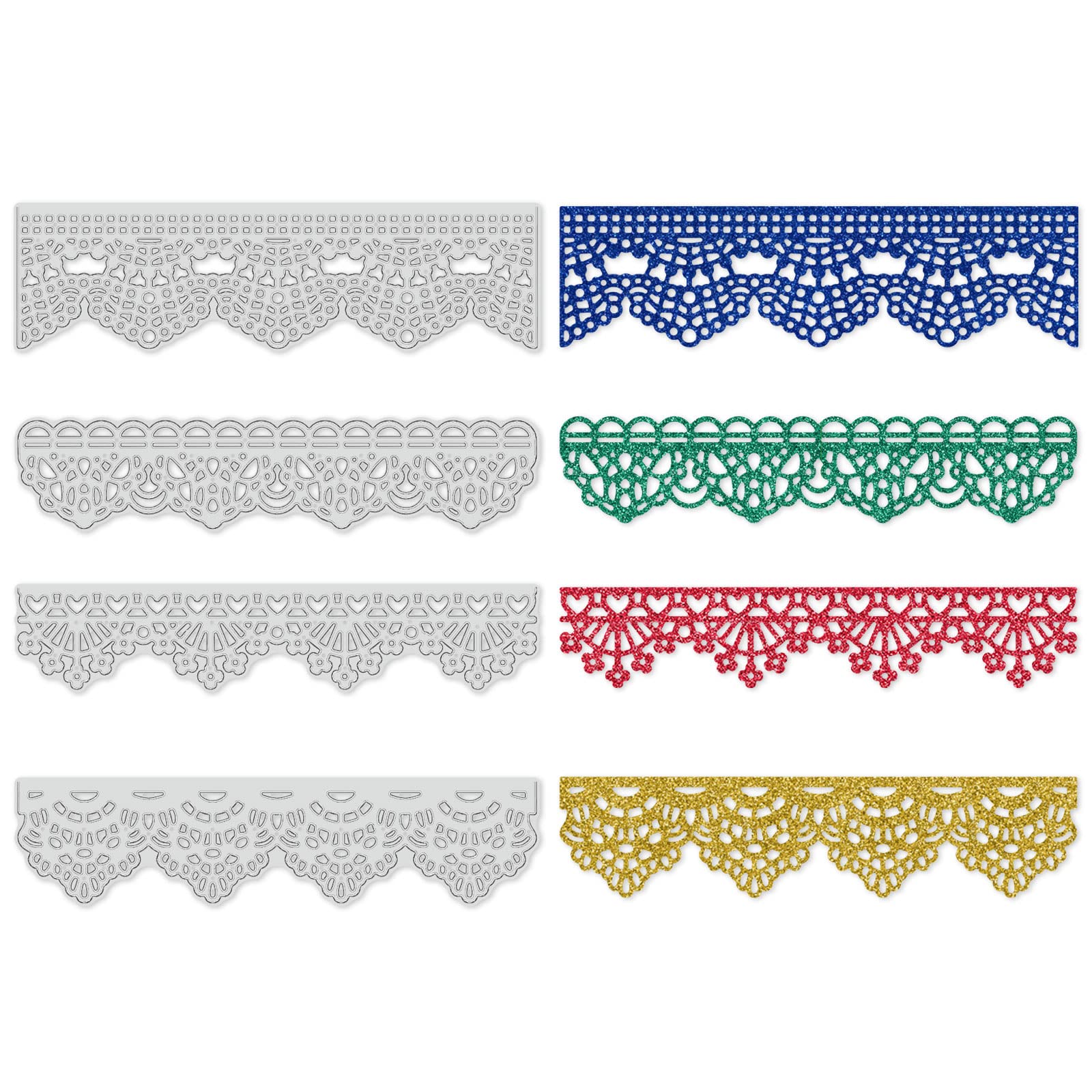 ORIGACH4 Pcs Crochet Lace Edge Border Metal Die Cuts Embossing Stencils Template Mould for Wedding Invitation Card Scrapbooking Album Decorative