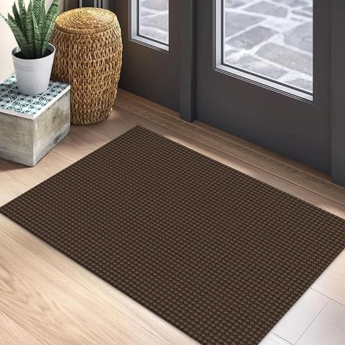 Vista 120 de EARTHALL - Tapete tejido lavable con parte trasera de goma, tapete trenzado de algodón antideslizante para interiores para entrada, pasillo, cocina