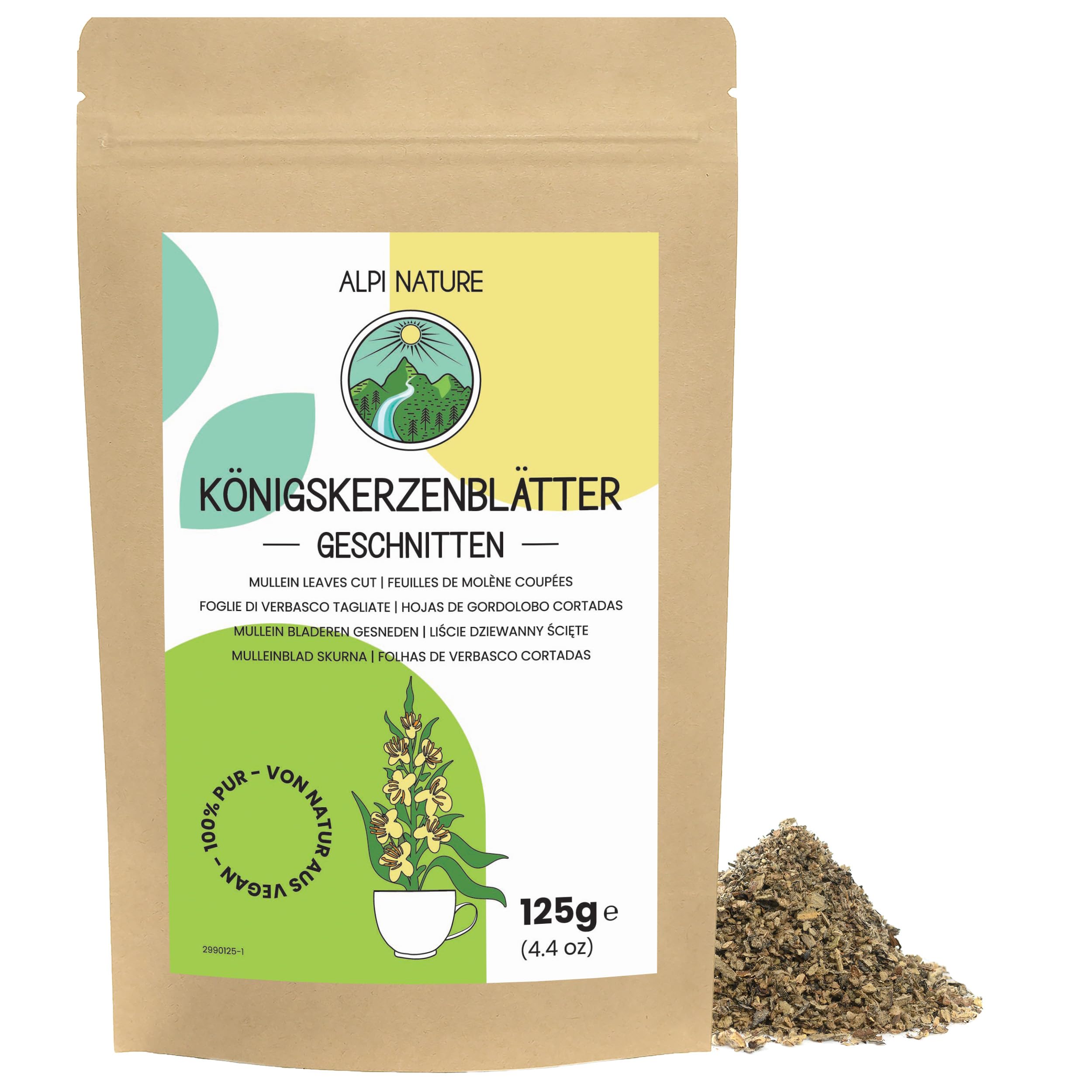 Alpi Nature Königskerze Tee 125g, Mullein, Königskerzenblätter geschnitten, Königskerze Blätter