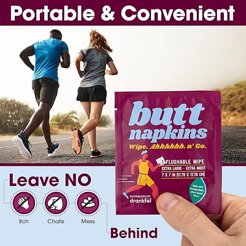Miniatura 2 de Servilletas de glúteos, toallitas desechables a base de agua, envueltas individualmente, para llevar y viajar, sin perfume e hipoalergénicas, tamaño