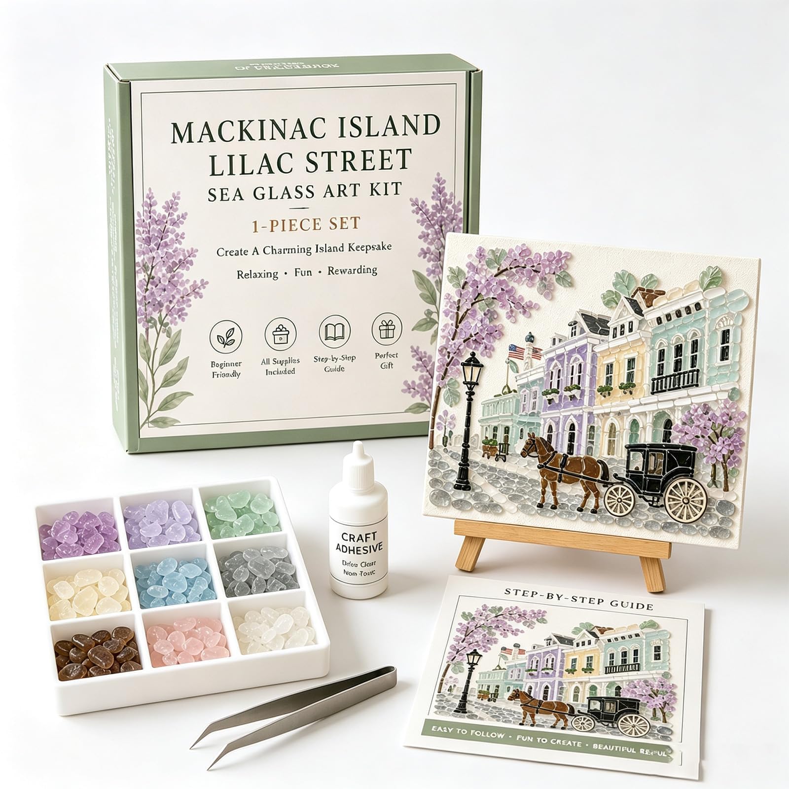 Timeless American Destinations Sea Glass Art Kit DIY Mosaic Craft，B