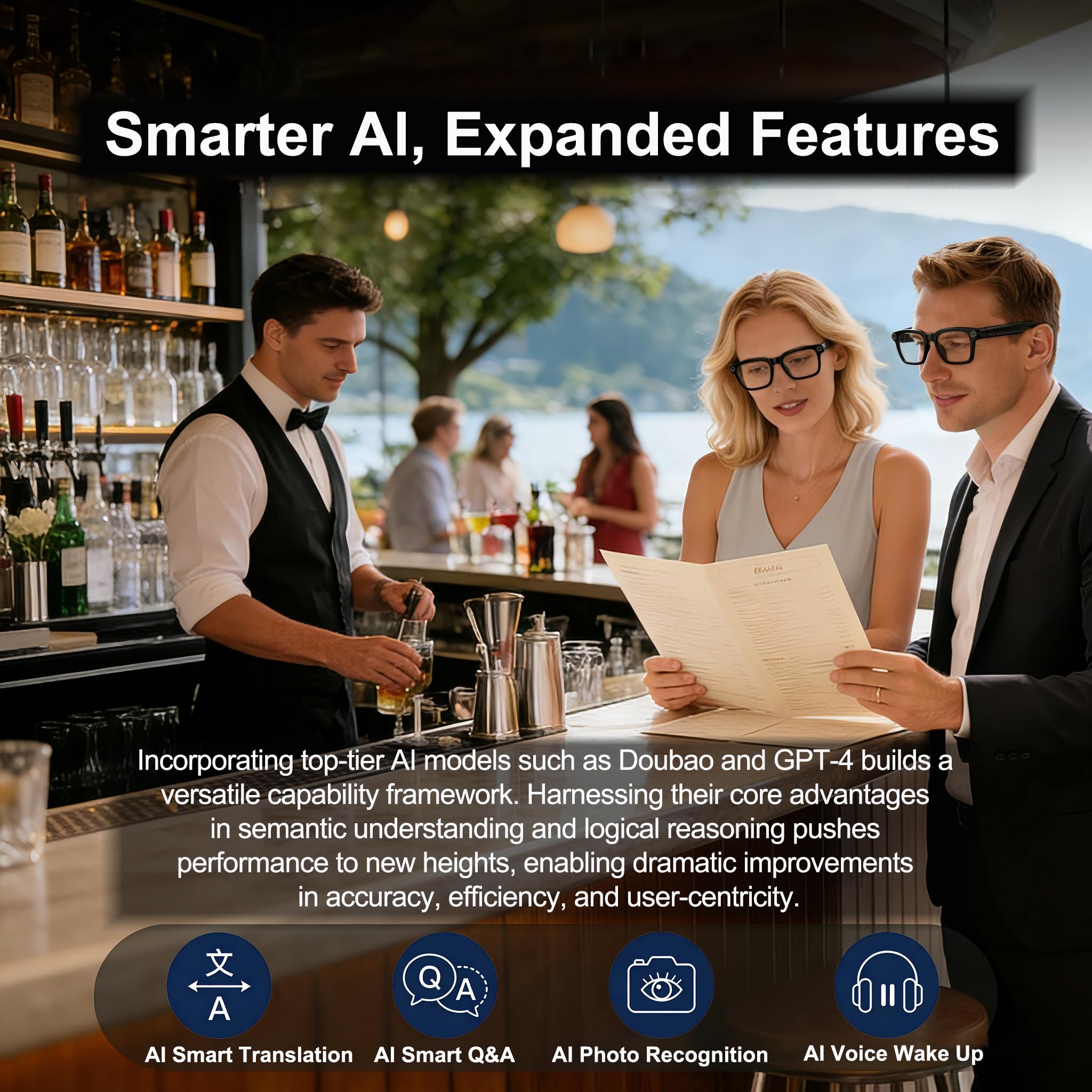 AI Smart Occhiali con Fotocamera per POV Foto & Vlogging Capture