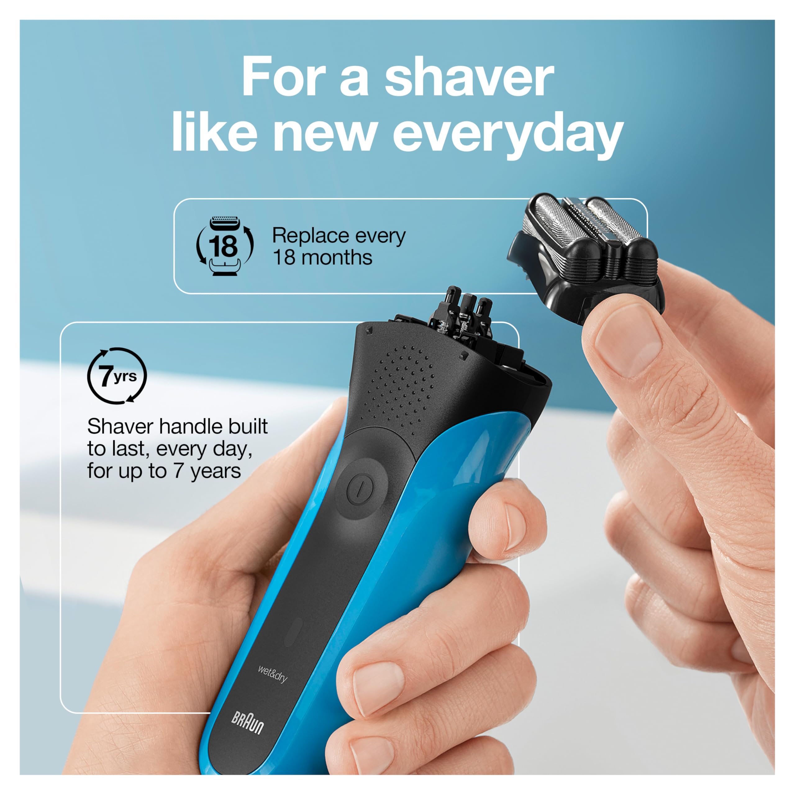 Series 3 310s Wet & Dry Electric Shaver for Men/Rechargeable Electric Razor, Blue