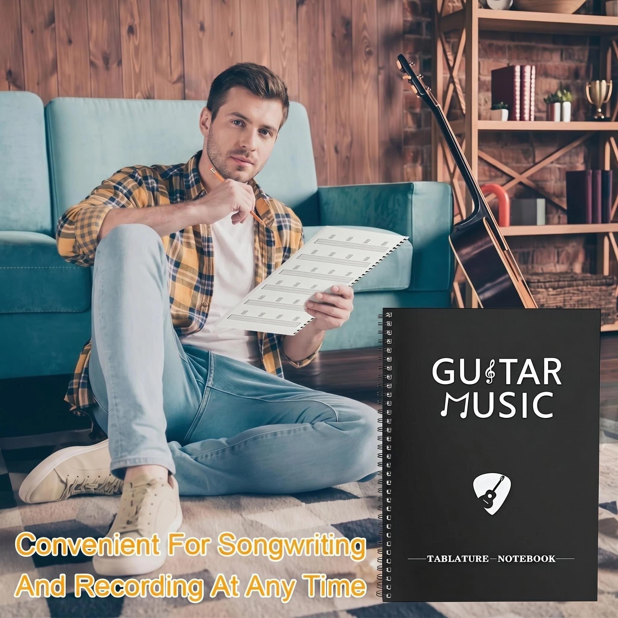 JYCSTE Cuaderno de partituras en blanco, cuaderno de tablatura de guitarra, cuaderno de papel manuscrito, hojas para notación de acordes musicales, cuaderno de guitarra, escritura de canciones