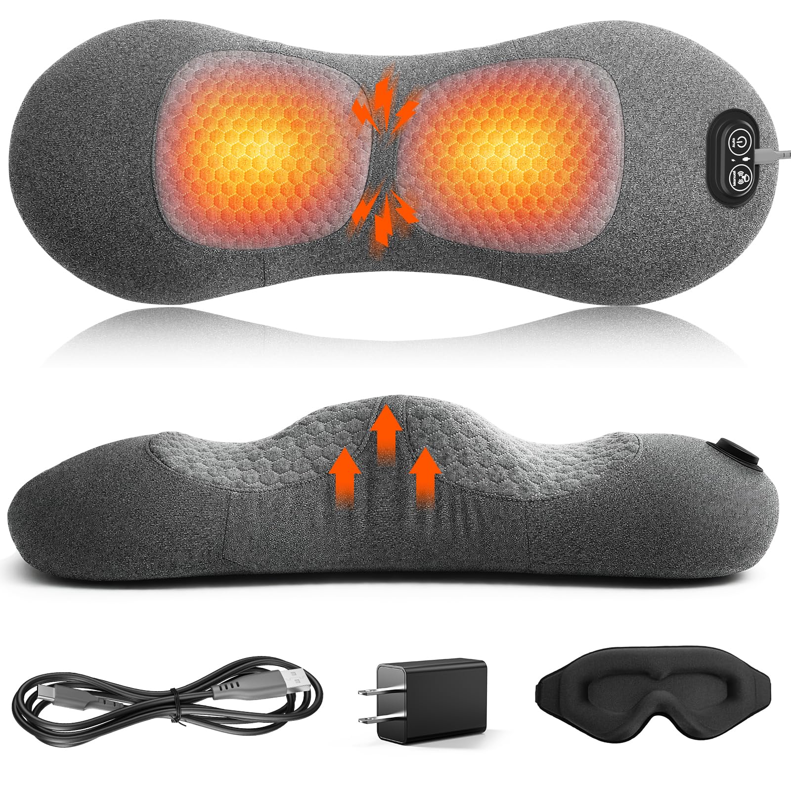 Upgraded Triple Fusion Back Massager with Heat, Vibration &amp; Stretch, Grey