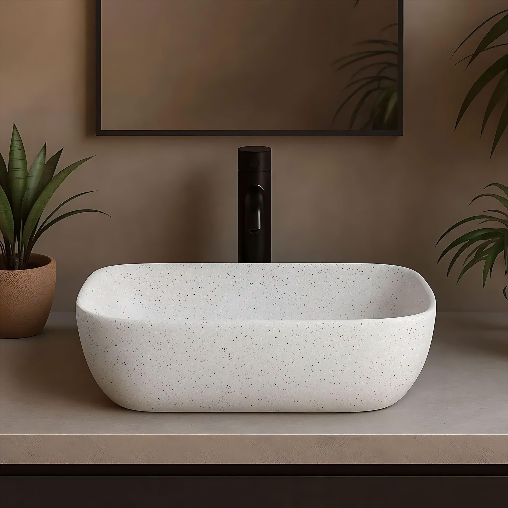 Lavabo Sobre Encimera Rea Belinda Warm Beige 46,5X33X13,5Cm